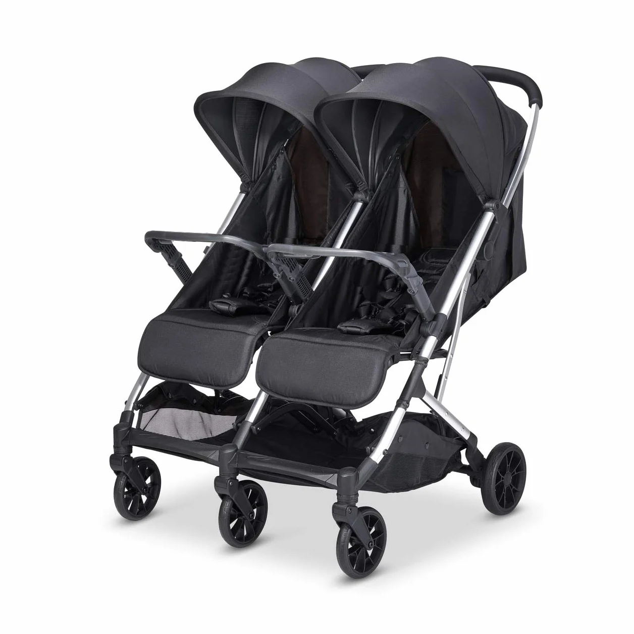 Babify Twin Air Passeggino gemellare, leggero e compatto, omologato fino a 22 kg, passeggino doppio Soft Grey