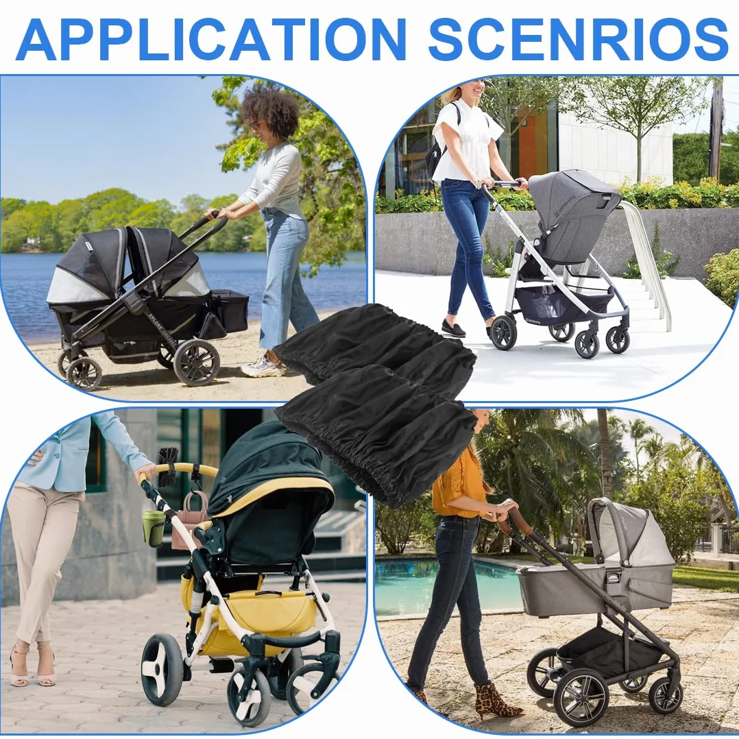 Copriruota Per Passeggino, 4 Pezzi Passeggino In Tessuto Oxford Coprigambe Antipolvere Copriruota Per Passeggino Accessori Per Passeggino, Coperture Di Protezione Ruote Antipolvere, Nero