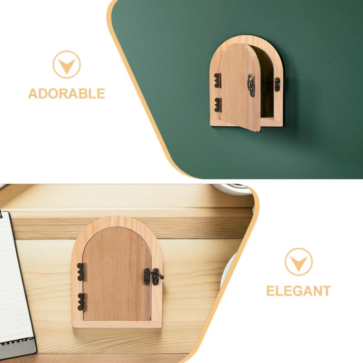 Copripresa Elettrica Porta Fiabesca in Legno 2 Pezzi Khaki | Design Nascosto Decorativo, per Superfici Murali Varie, Previene Contatto Accidentale