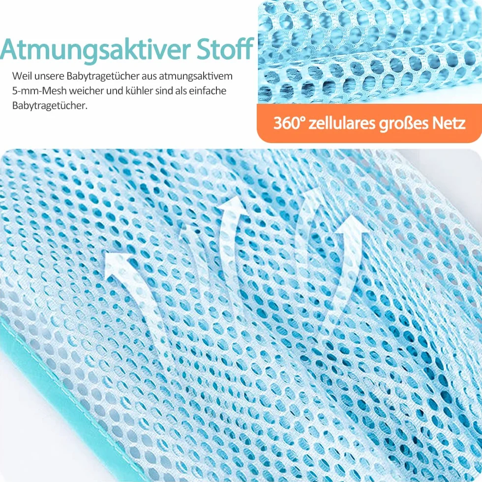 Fascia traspirante per il trasporto del bebè, regolabile, ad asciugatura rapida, tessuto a rete 3D, spallacci spessi, elastico per l'estate, la piscina, la spiaggia (blu)