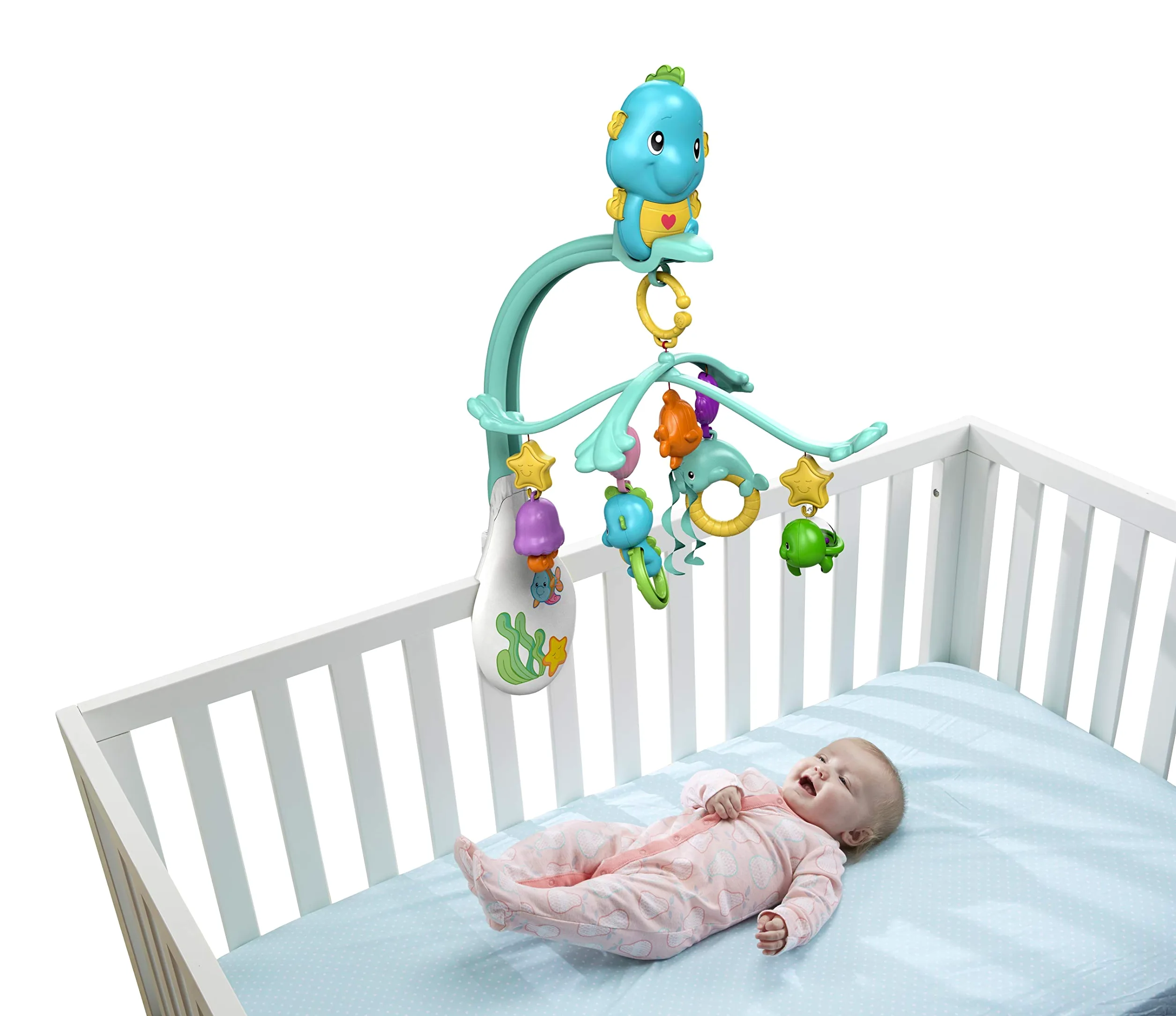 Fisher-Price - Giostrina dei Pesciolini 3 in 1, per Culla Passeggino e Proiettore, dai 0 Mesi, DFP12
