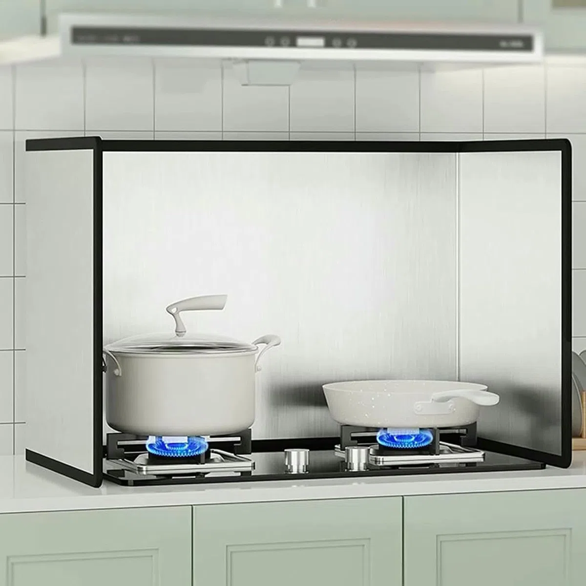 Protezione antispruzzo di Grasso per fornelli Pieghevoli, Protezione antispruzzi per padelle, Protezione per Scudo antispruzzo da Cucina, per Protezione Schermo Stufa (3 Sides 50x80x45cm)