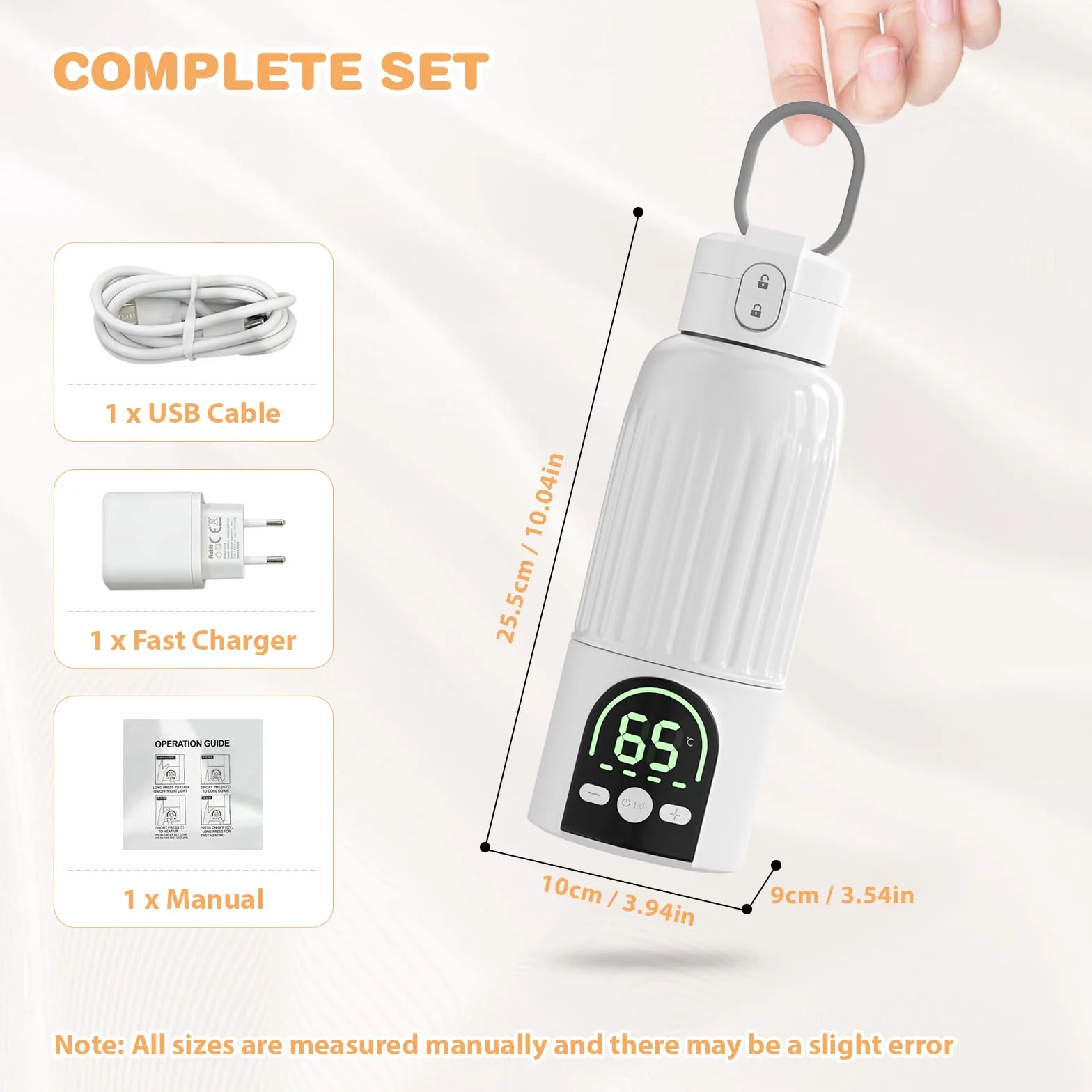 Scaldabiberon Portatile,Scaldabiberon Portatile Senza Fili per Latte Materno 500 ml,Riscaldamento Rapido e Controllo Preciso della Temperatura,Scaldalatte con Batteria e Caricabatterie