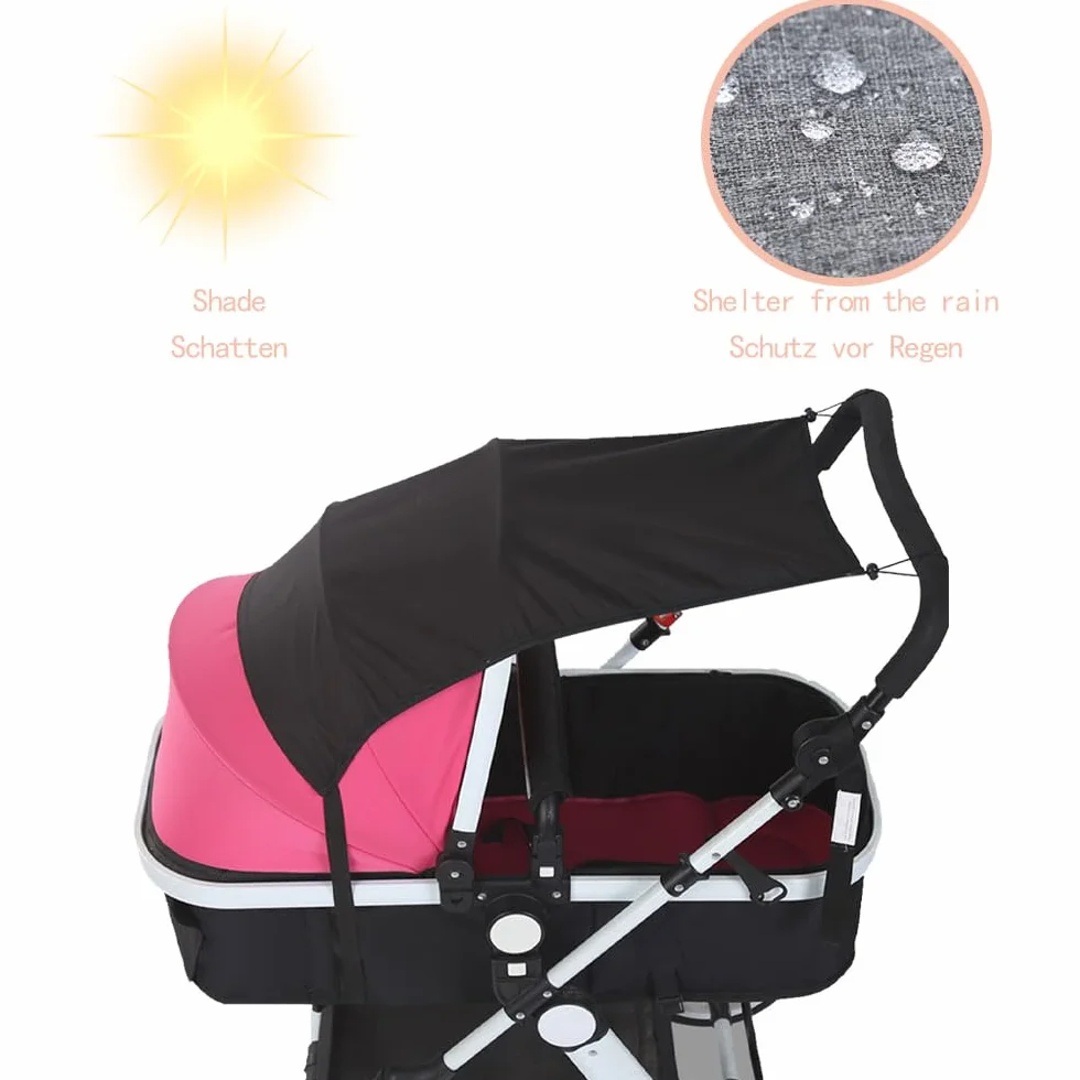 parasole ovetto Protezione UV 50+ parasole passeggino universale con custodia Regolabile ombrello per passeggino universale, Protezione solare efficace, leggermente impermeabile, Nero