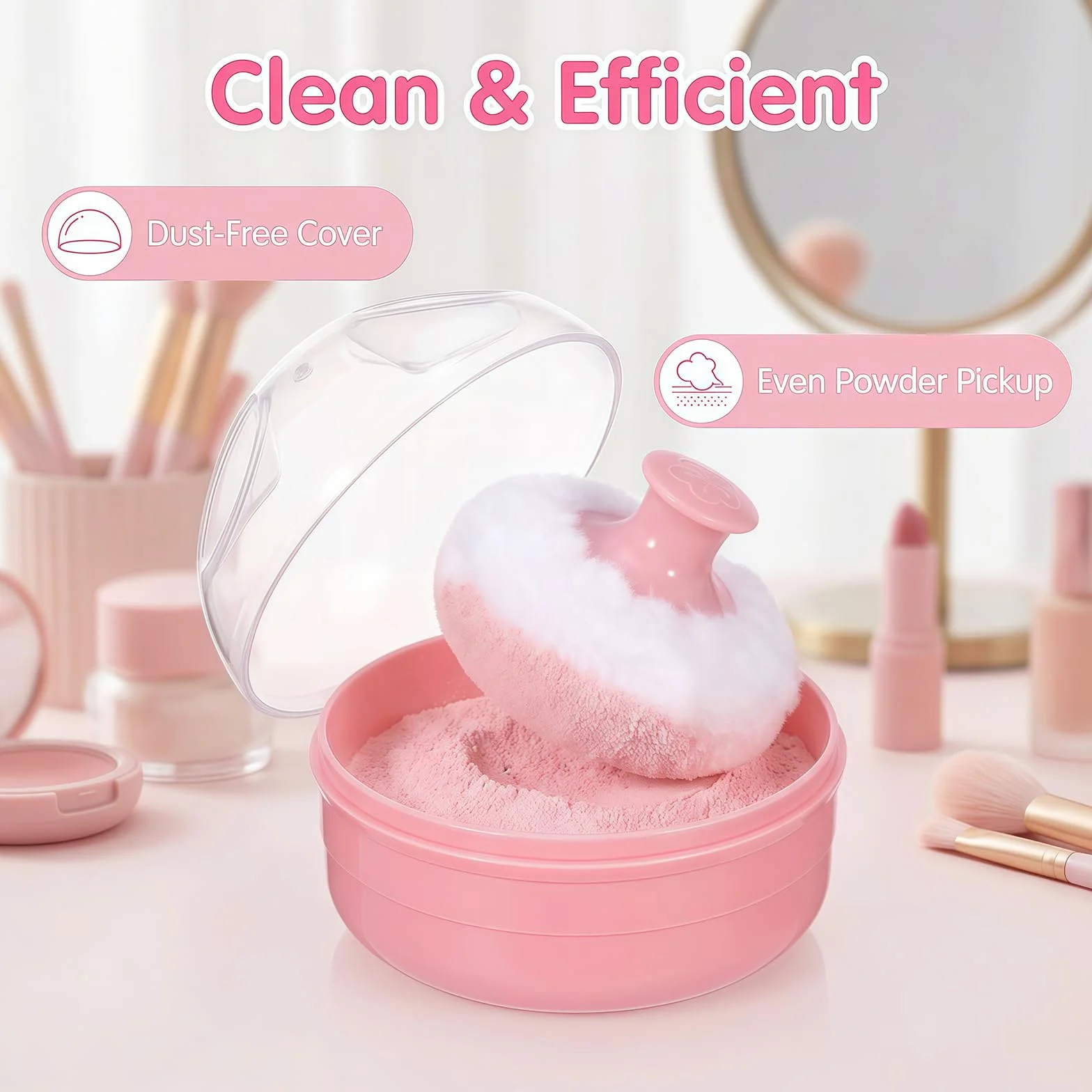 2PCS (blu + rosa) di plastica per la cura della pelle del bambino dopo lo sciolto caso polvere in polvere per il corpo fronte talco contenitore stoccaggio trucco con soffio di spugna morbida
