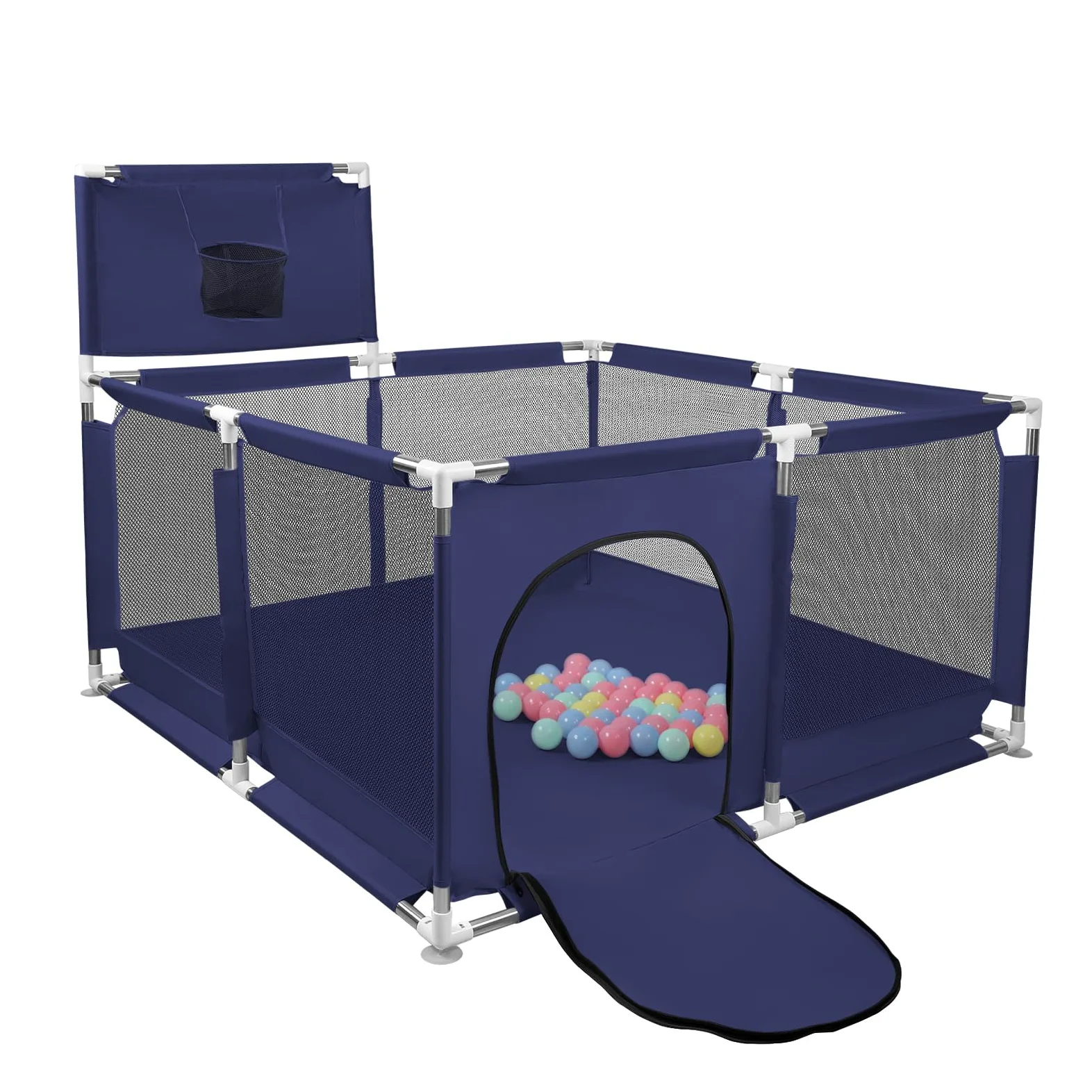 Box compatto per bambini, con 50 palline + 4 piastre di aspirazione, box e stalle con rete traspirante, da 0 a 48 mesi