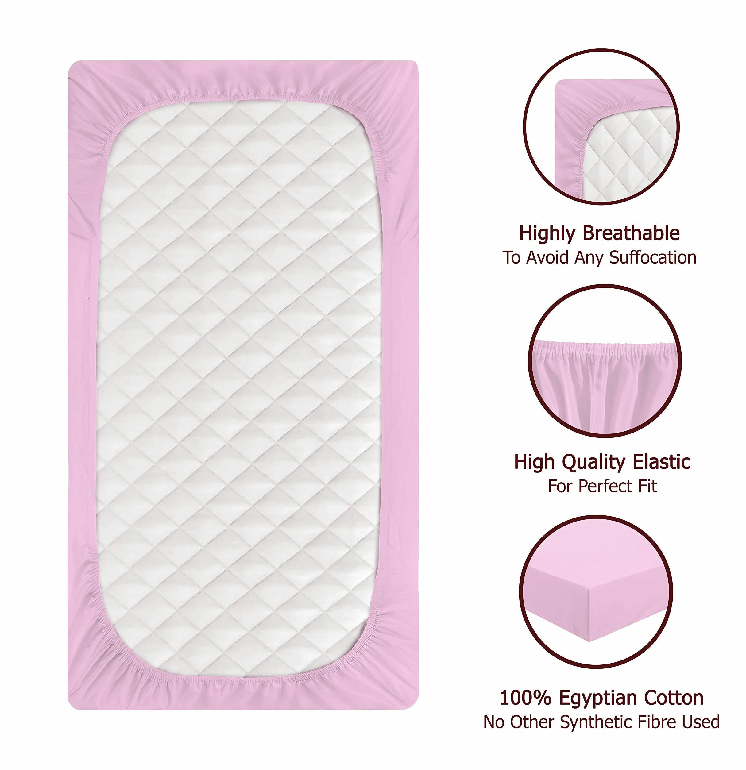 Next To Me - Set di 3 lenzuola con angoli per culla (83-85 x 50-51 cm) | 100% puro cotone, 2 lenzuola con angoli e 1 coprimaterasso impermeabile (rosa)