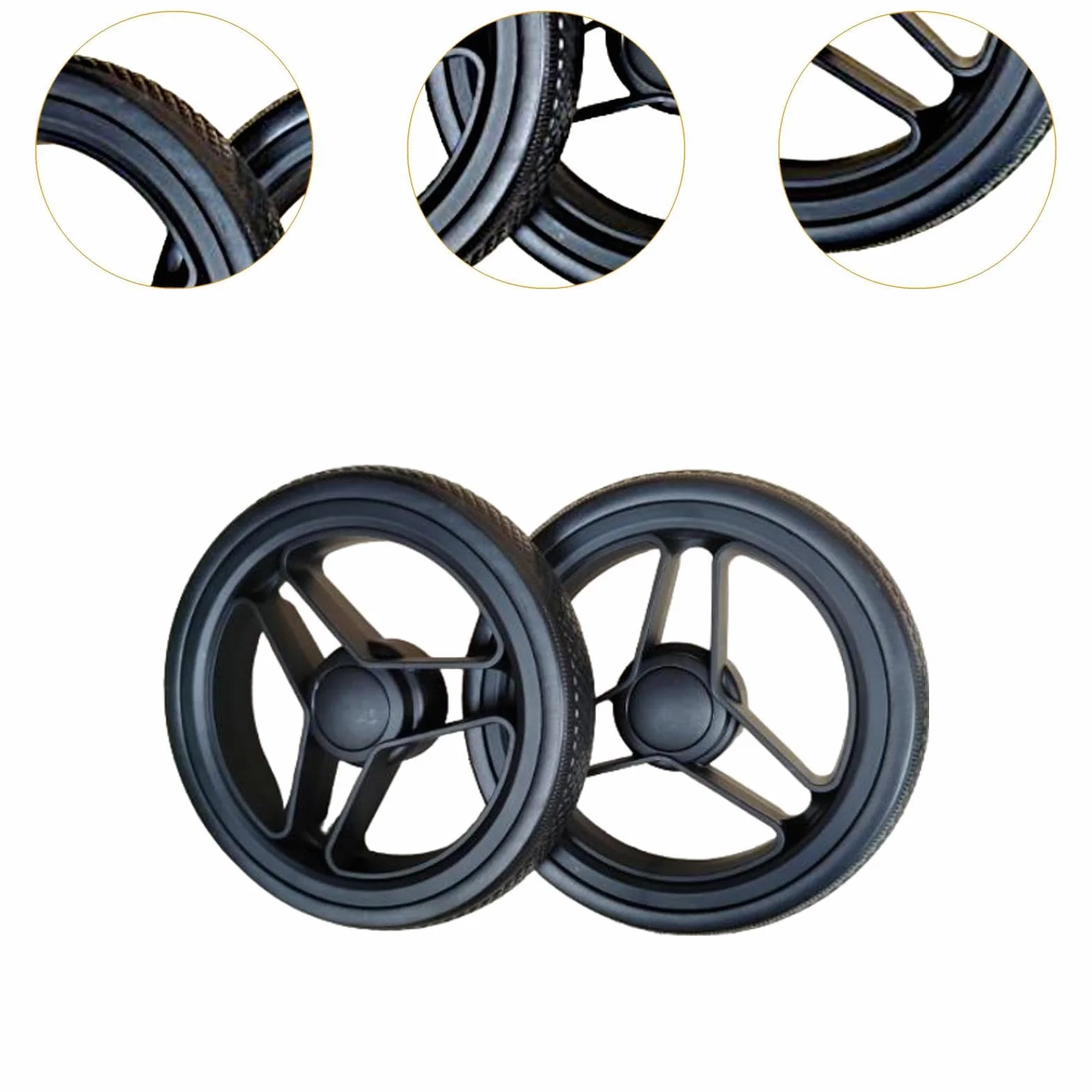 Amagogo Pneumatici per Passeggino 18/18,4 cm, Ruota Antiscivolo Facile da Installare Accessori per Ruote, Pneumatico per Passeggino, Carrello, Scooter Elettrico, 2 Pneumatici Posteriori, 18.4 Cm