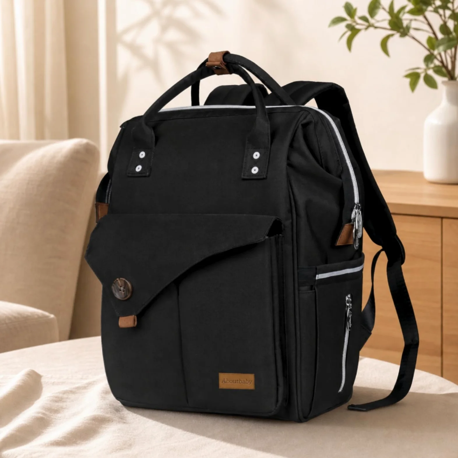 Zaino Fasciatoio Borsa Pannolini Zaino Neonato Zaino Maternità Borsa Cambio Impermeabile con Scomparti Dedicati Anteriore E Tasca Laterale Adatto a Nido Auto Passeggiate, Array, Grigio