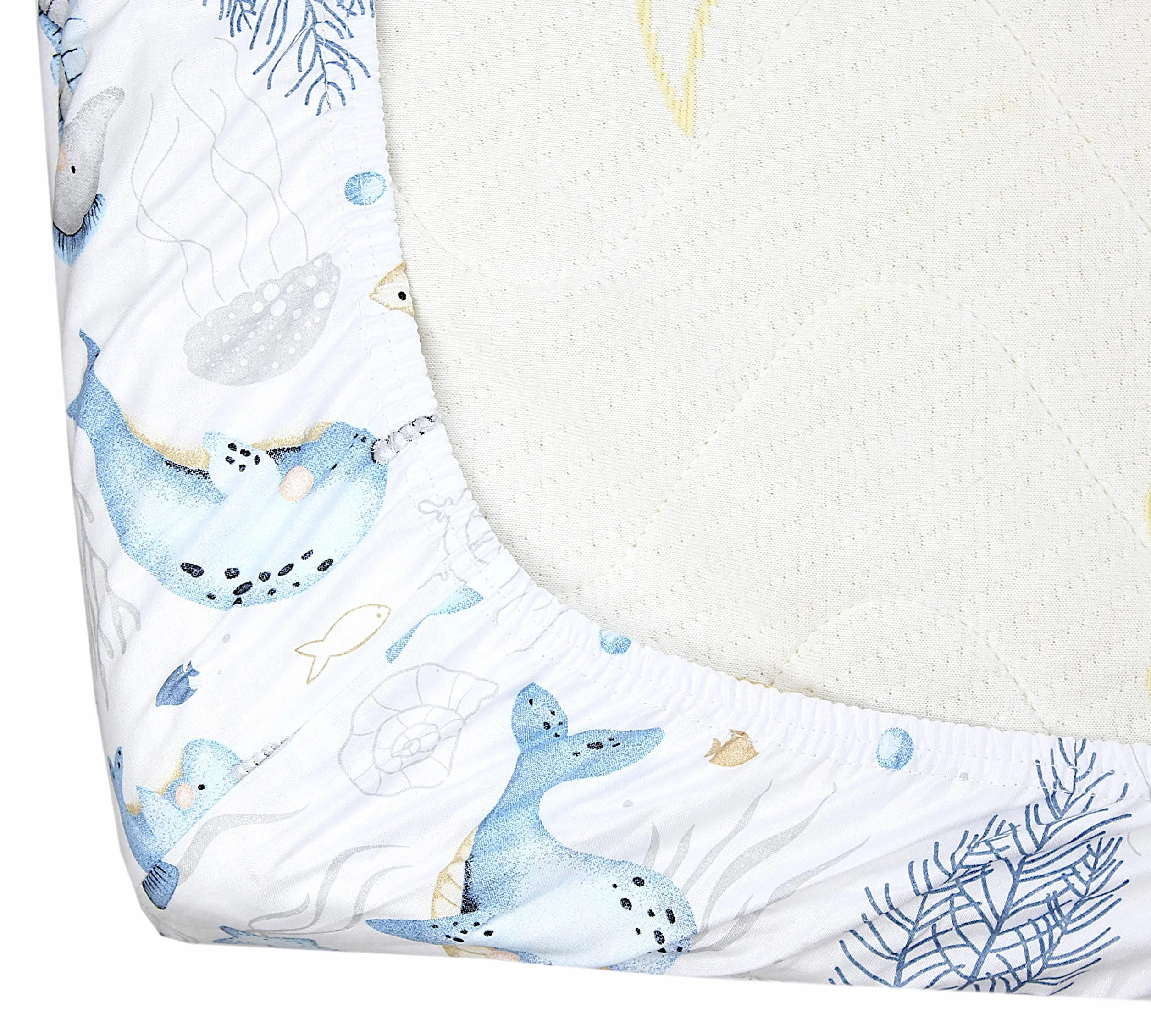 TupTam Lenzuolo per Bambini Bambino Confezione da 2, Animali marini/Blu, 90 x 200 cm