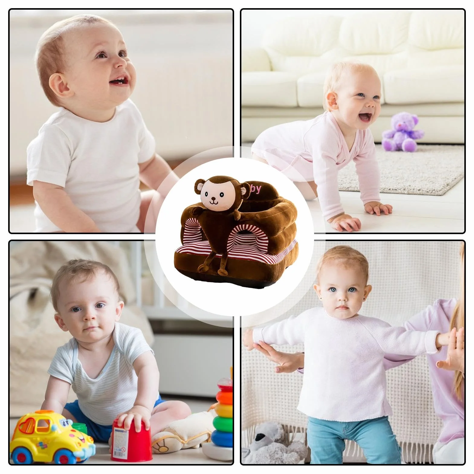Cuscino di supporto per divano per bambini, divano di sostegno per bambini piccoli, sedile divano a forma di animale per imparare a sedersi, divano in morbido cotone per bambini dai 3 ai 12 mesi