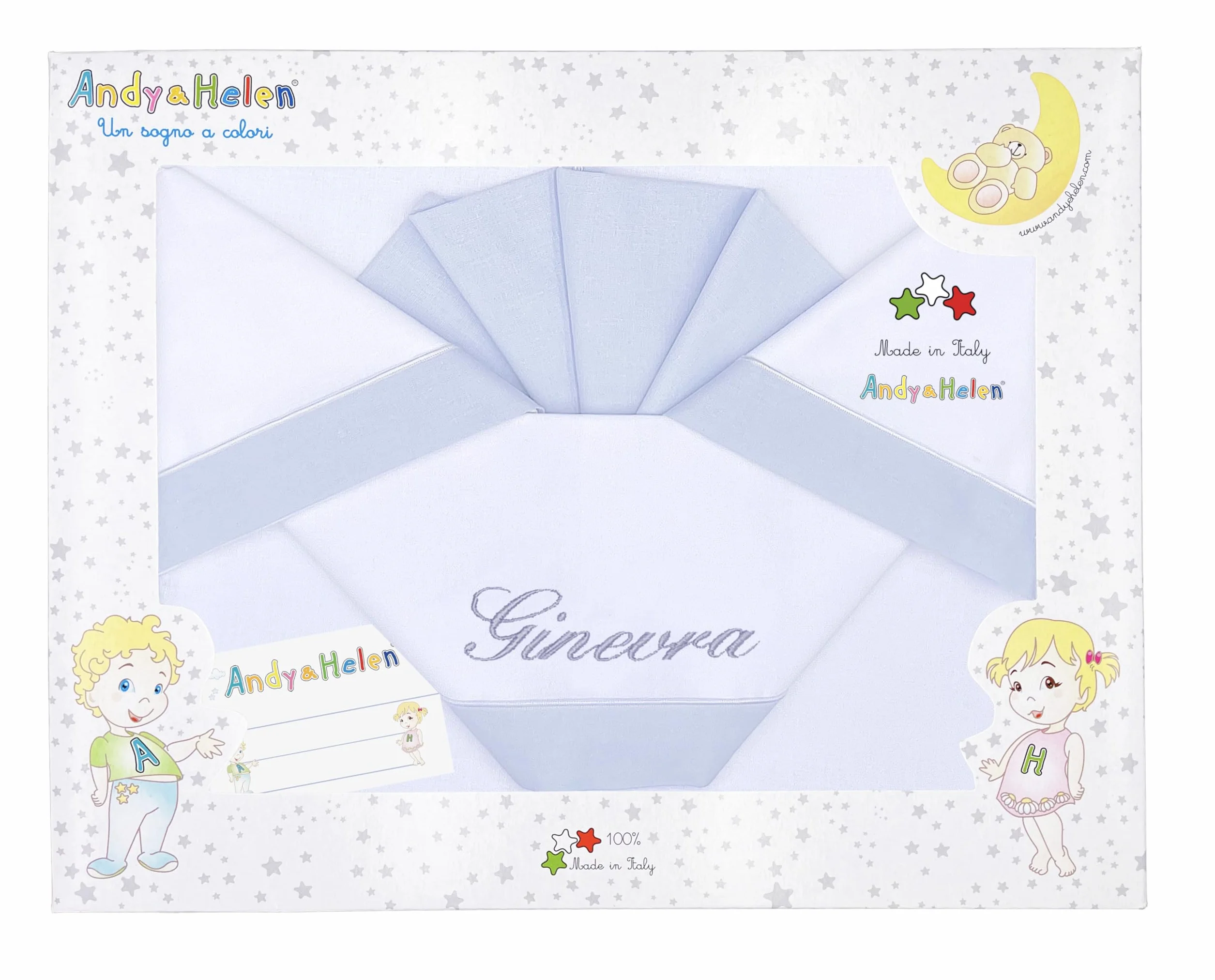 Andy & Helen Lenzuolino da personalizzare sopra,sotto e federa per carrozzina, maxi culla e lettino. Made in Italy - vari colori (CULLA, GRIGIO)