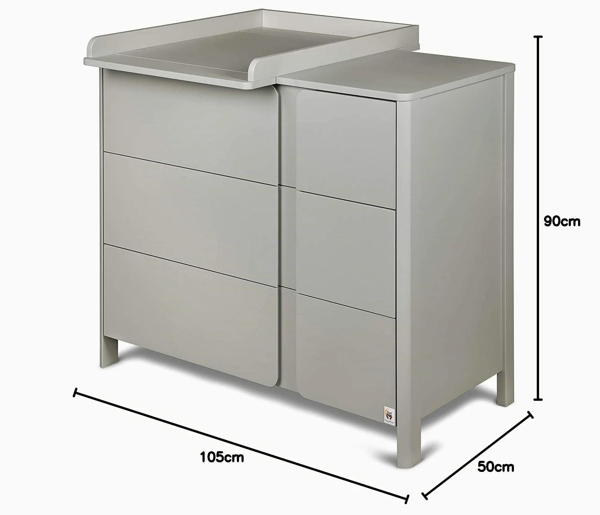 YappyClassic - Cassettiera con fasciatoio, colore: grigio chiaro