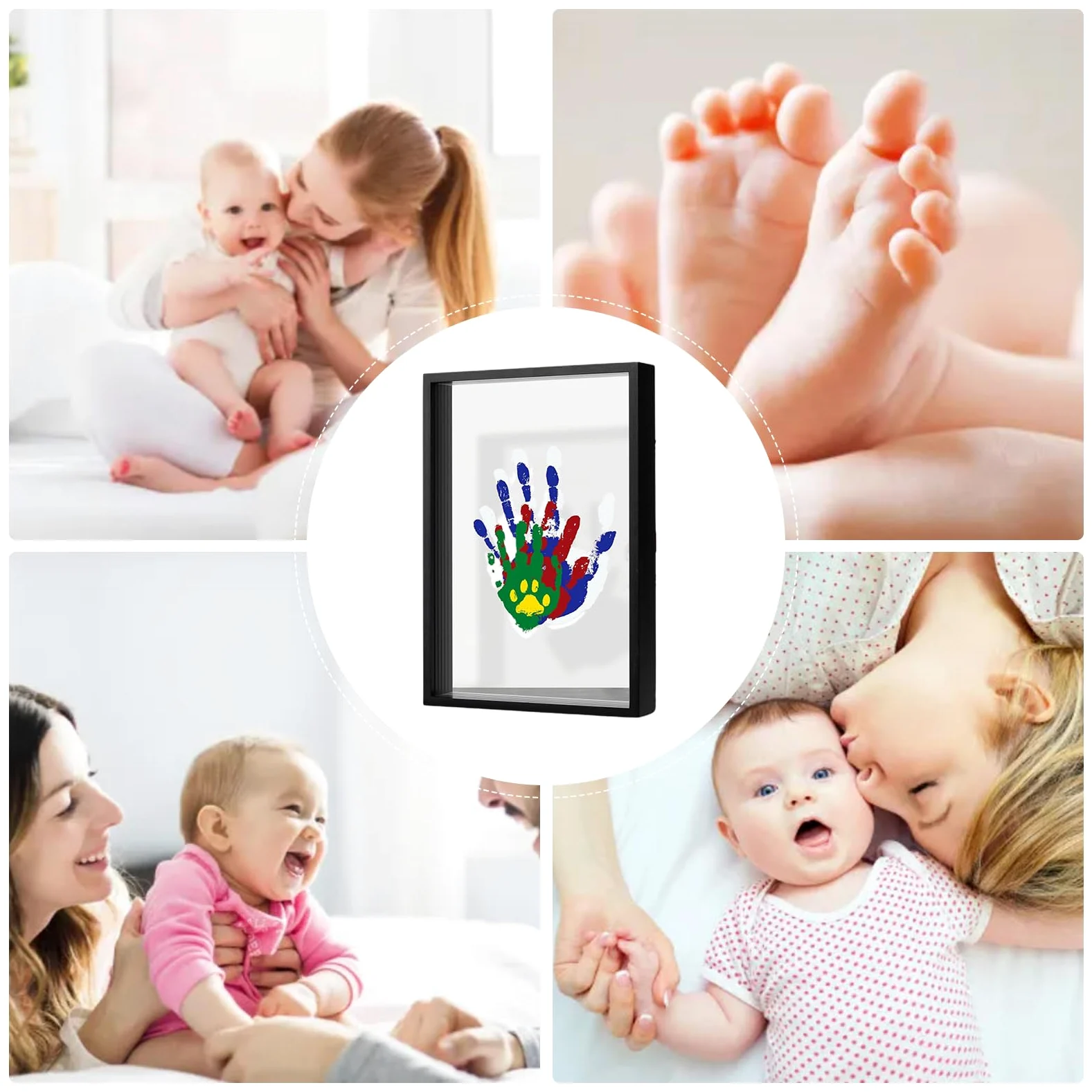 Kit Impronta Mano E Piede Neonato Cornice Portafoto Trasparente | Cornice Trasparente Impronta Familiare Soprammobile Da Casa Per Shower, Camera Neonato,