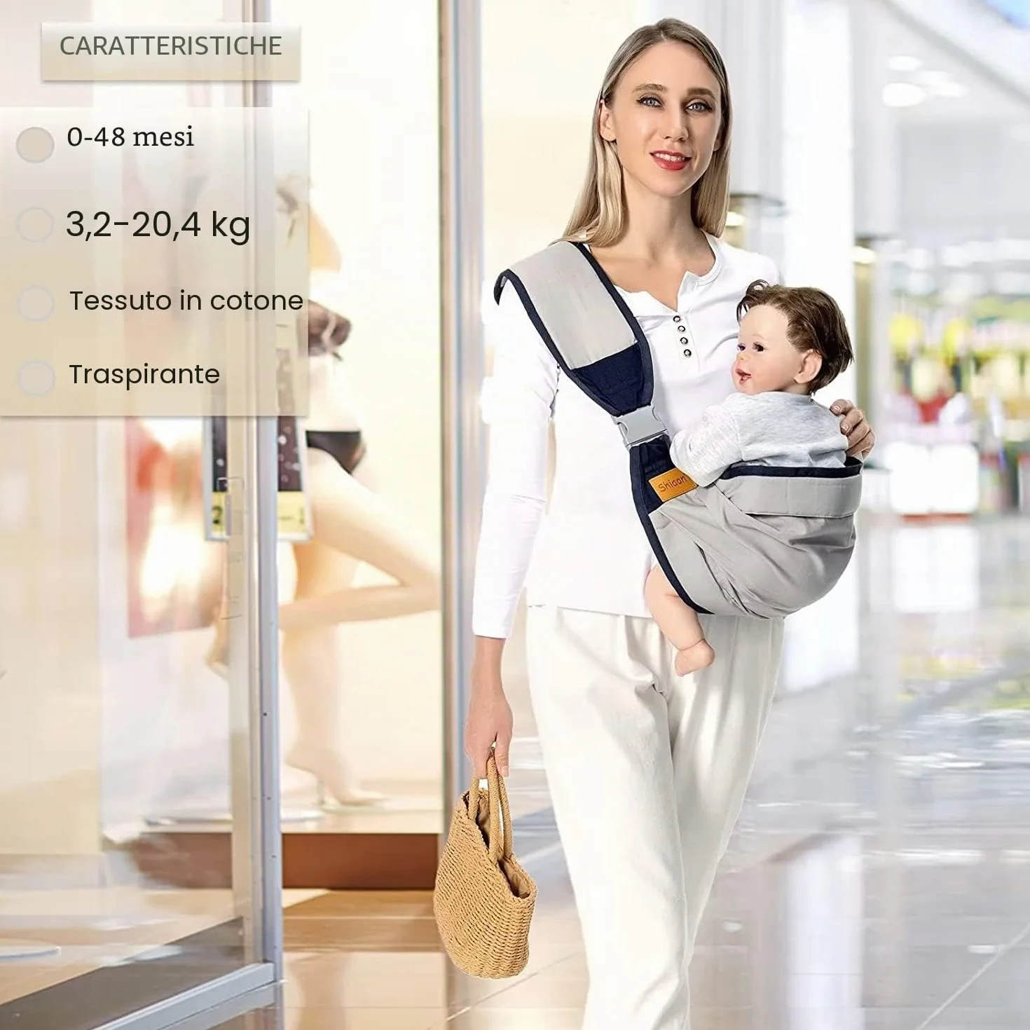 Ergo - Fascia da trasporto traspirante per neonati, neonati e bambini fino a 18 kg