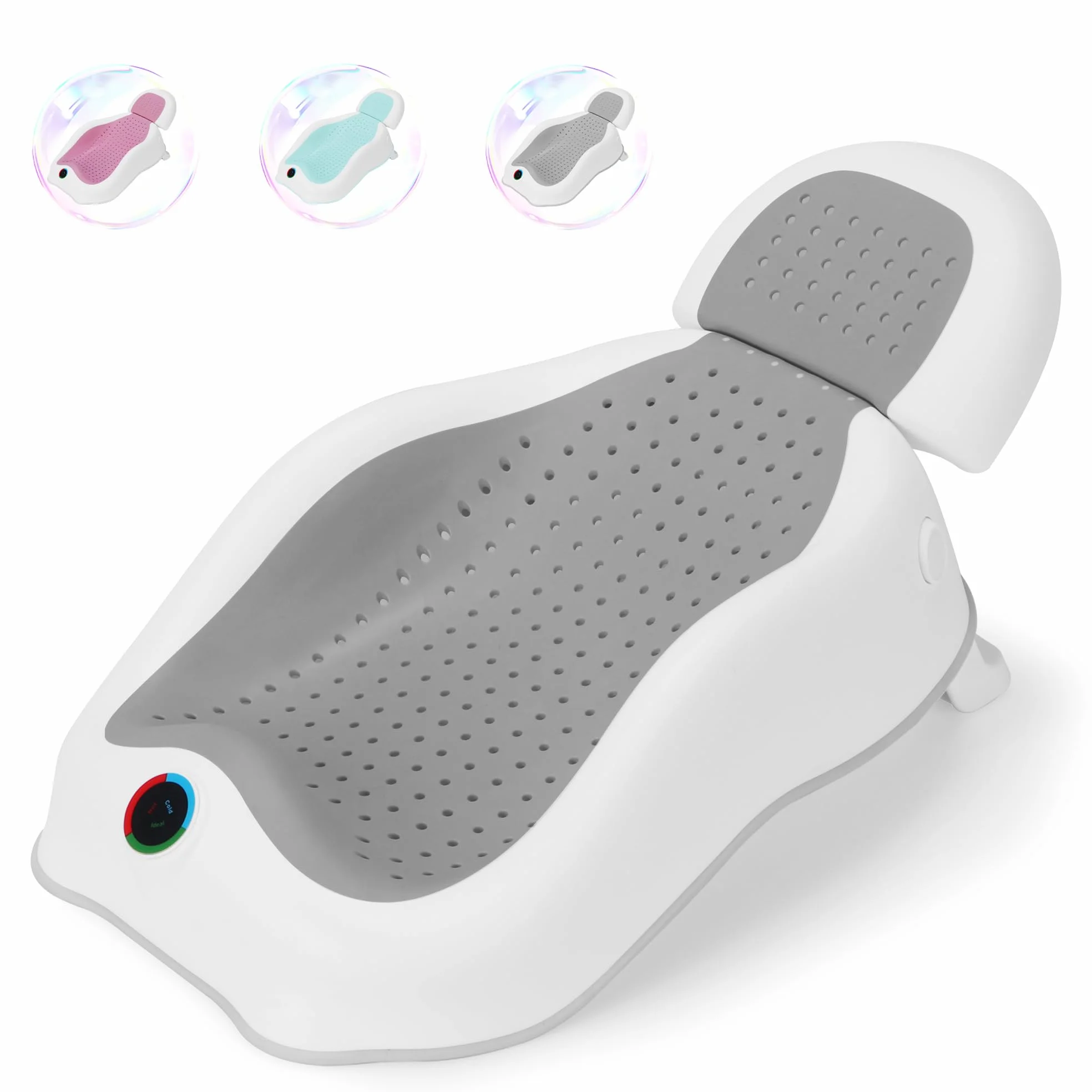 babove Supporto per il bagnetto per neonati, vasca da bagno con termometro, vasca da bagno pieghevole per bambini, vaschetta per neonati per gli elementi essenziali per neonati (grigio scuro)