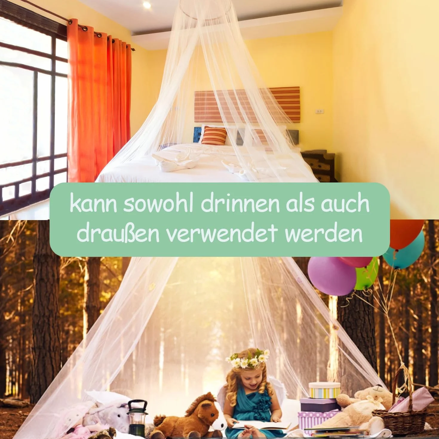 Zanzariera Letto, 60×250×1100cm Cupola Zanzariera, Zanzariera Letto Matrimoniale, letto queen size e letto king size per Anti Zanzara Insetti e Polvere,Facile e Veloce da installare