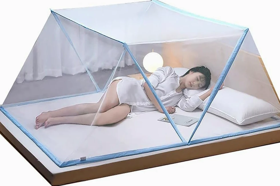 Generico Zanzariera Pieghevole per Letto Matrimoniale – Tenda Anti-Zanzare Pop-Up, Baldacchino Portatile, Facile da Installare, Rete Ultra Fine, Ideale per Camera da Letto, Campeggio, Viaggio
