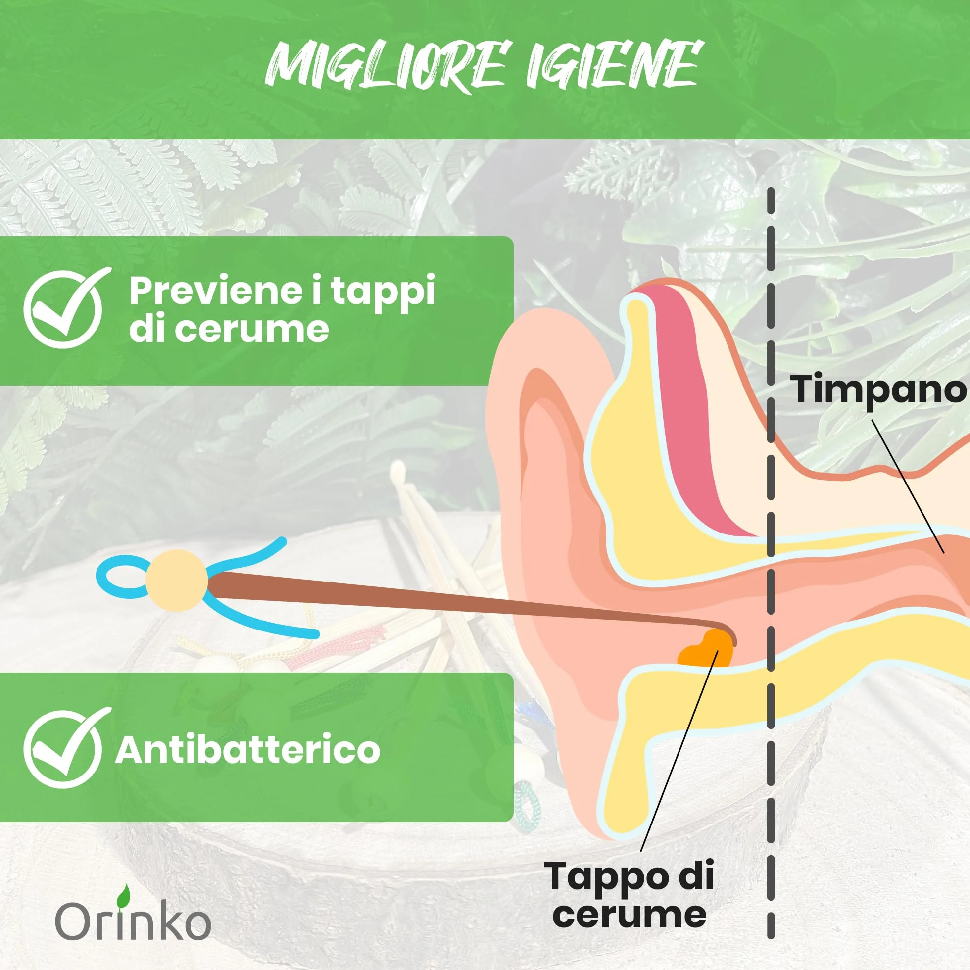 5 Oriculi Riutilizzabile di Bambù per la Pulizia dell’Orecchio - Sostituto Ecologico dei Cotton Fioc - Pulitore Orecchie Ecologico - Rimozione del Cerume | Soddisfatti o Rimborsati Entro 30 Giorni