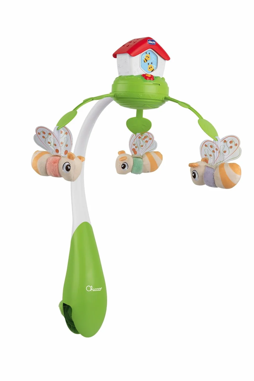 Chicco Giostrina Casina delle Api, Giostrina Evolutiva 3in1 per Culle Chicco Next2Me e Lettini, Centro Attività Elettronico, 30 Minuti di Melodie Rilassanti, Proiezione Colorata, 3 Peluches, 0 Mesi+