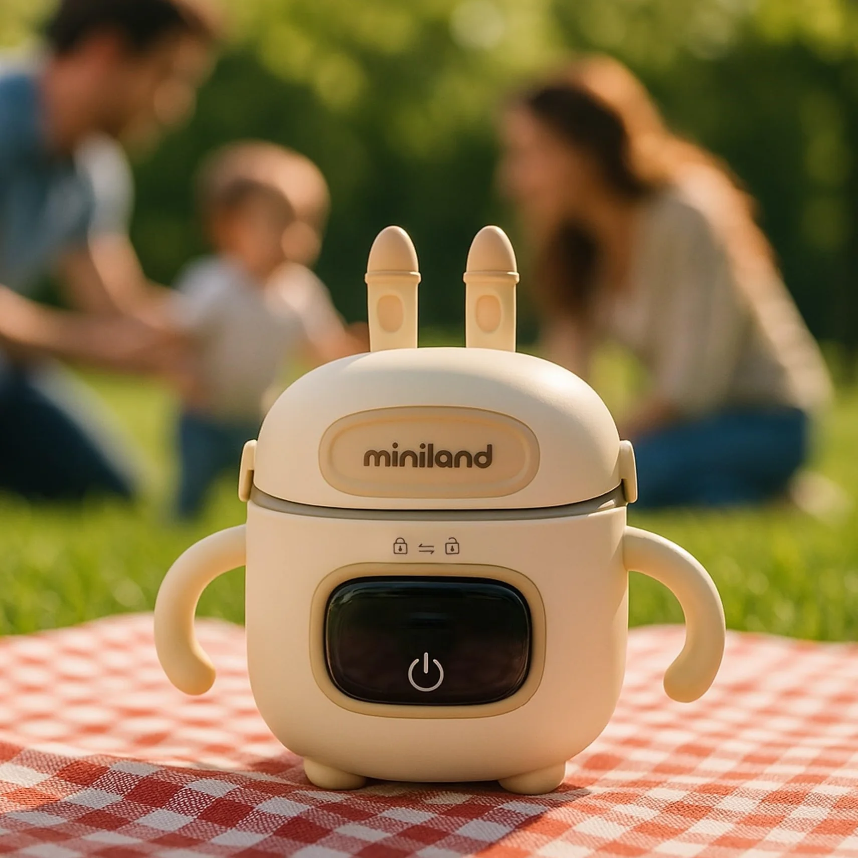 Miniland Scaldabiberon Portatile Senza Fili 7500mAh, Scalda Pappa Portatile Neonato da Viaggio e Scaldavivande a Batteria, Kit Svezzamento con Posate, Display LED, 3 Temp | Warmy Food On the Go