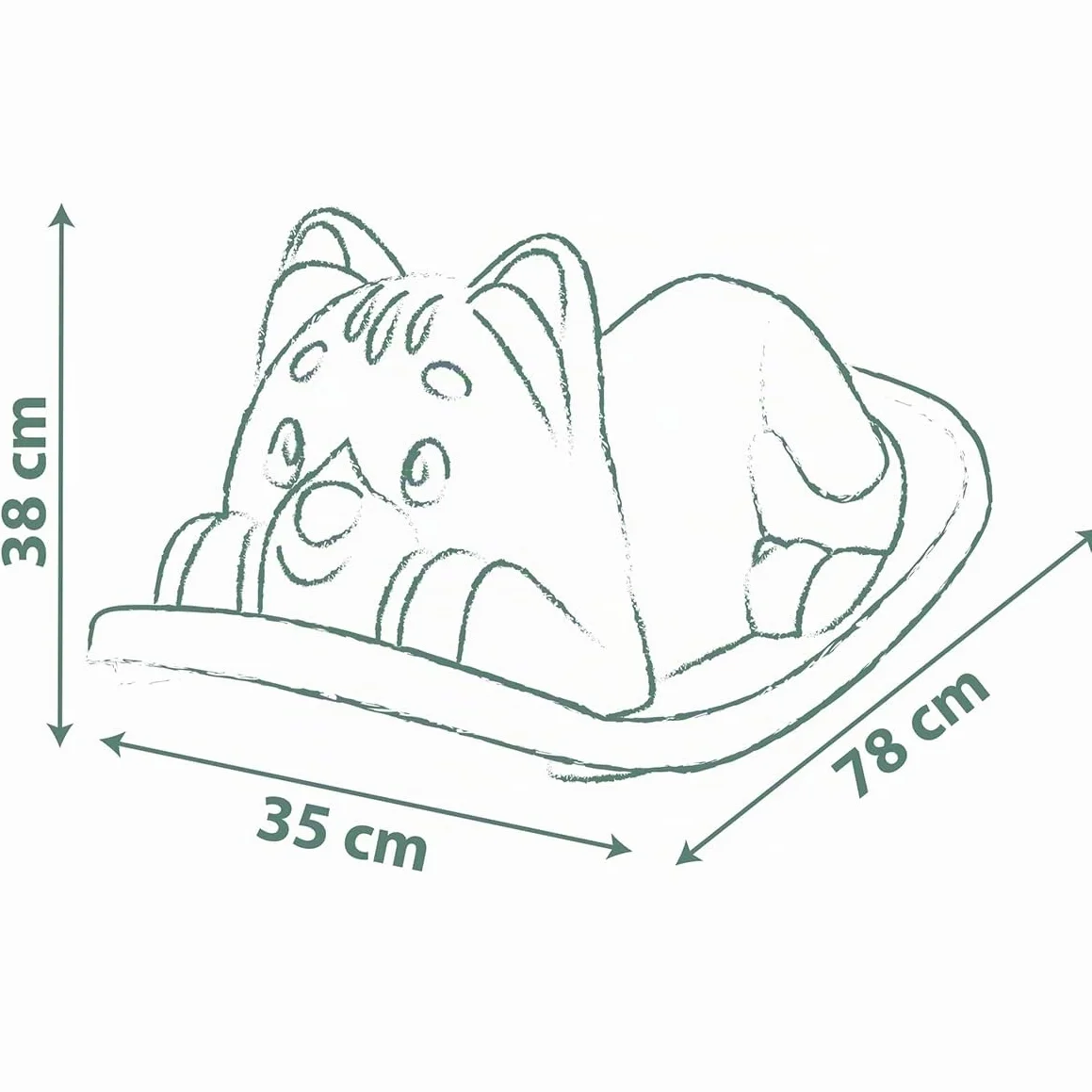 Smoby Life - Dondolo monoposto gatto Gatto, colore Verde, Seduta ergonomica, per bambini dai 18 mesi, con plastica Riciclata, 7600830108