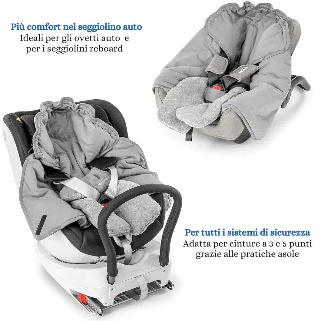 Zamboo Copertina Neonato Invernale con Piedini - Coperta Ovetto Neonato per Seggiolino Auto e Passeggino - Con Borsa - Grigio