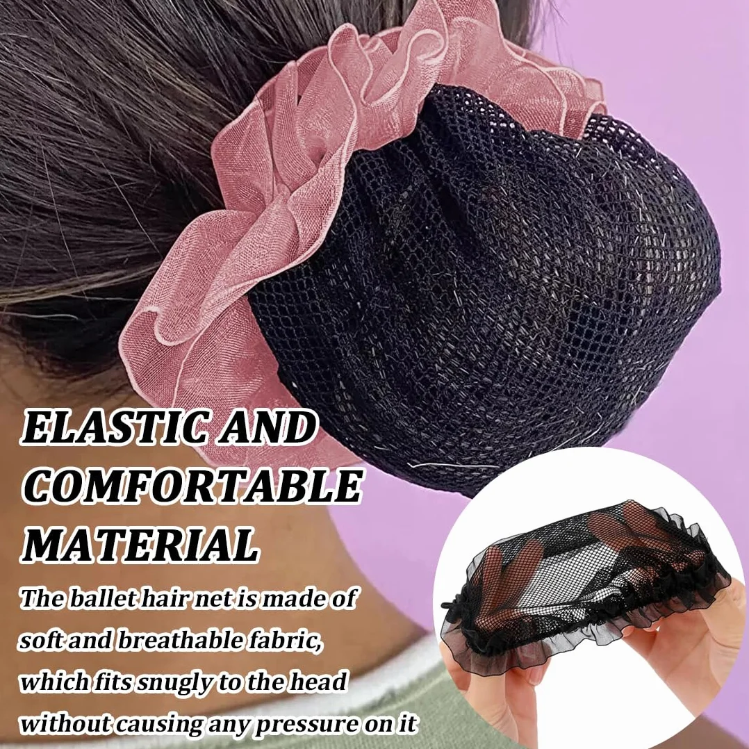 Rete per Chignon Danza Bambina Set di 4 Retine Elastiche per Capelli Accessori Tinta unita per Ballerine Ginnastica Saggio Festa di Compleanno Retine per capelli chignon Bambina