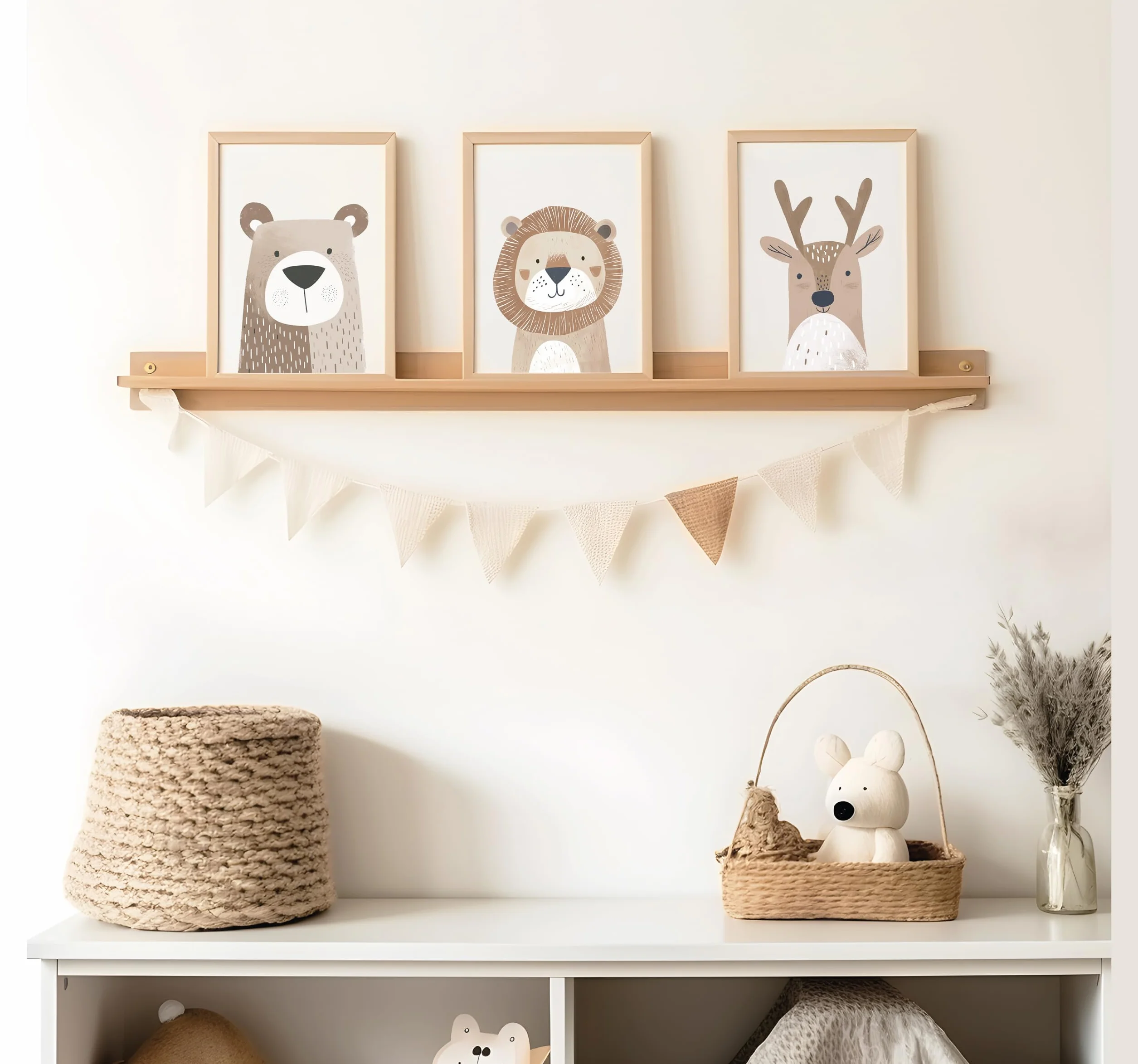 LAVEMA Immagini per la cameretta del bambino, decorazione per la cameretta dei bambini, poster di animali in beige, poster A4 senza cornice, immagini decorative per la cameretta