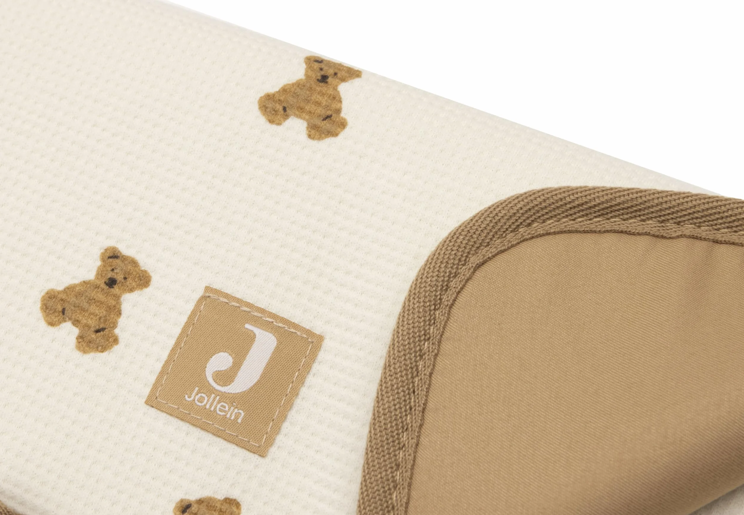Jollein Fasciatoio Little Waffle – Mini orsacchiotto – Con tasche e fiocco – Morbido e lavabile – Fasciatoio portatile – Ideale per gli spostamenti