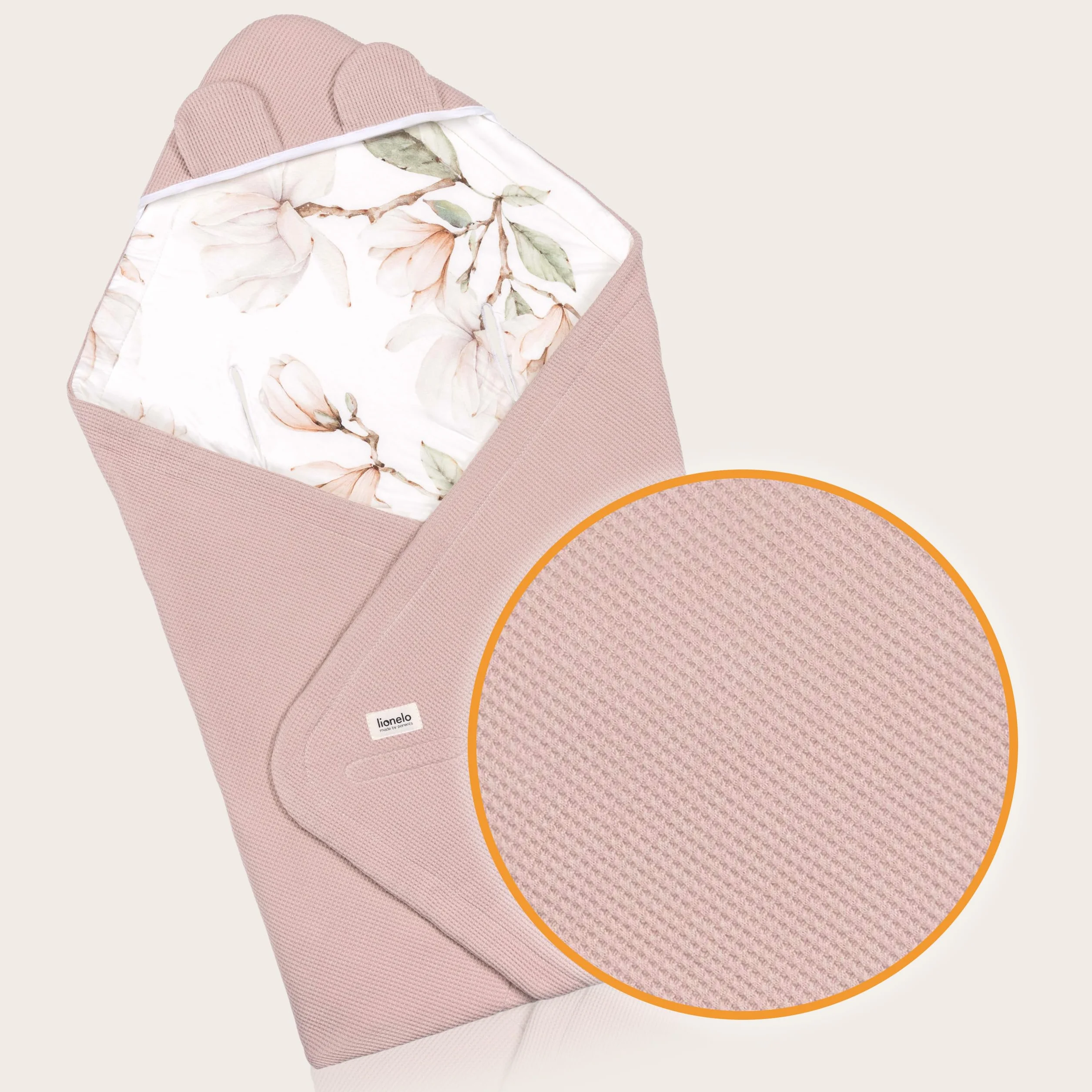 lionelo TRAVEL SWADDLE BLANKET Coperta Pesante per Bebé 90x90 cm 100% Cotone Compatibile con Seggiolino Auto, Ovetto e Passeggino, Copertina Morbida per Tutto l’Anno, Chiusura