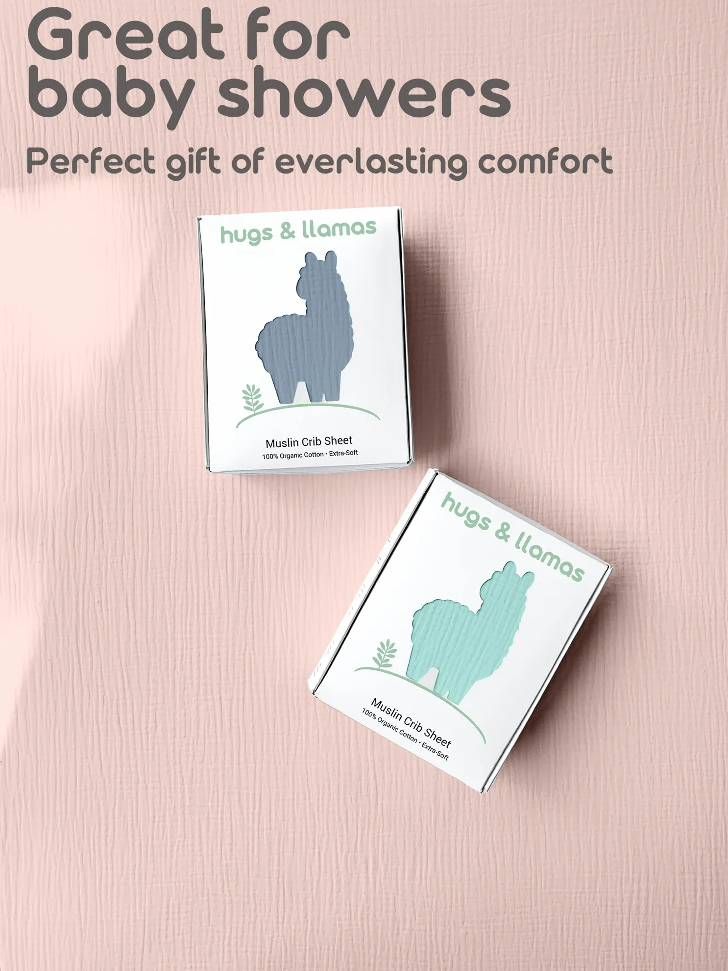 hugs & llamas | Lenzuolo con angoli in mussola di cotone biologico al 100% | Lenzuola per culla per ragazzi e ragazze | Lenzuola per culla biologica per bambini e bambine neutro (zucchero filato)