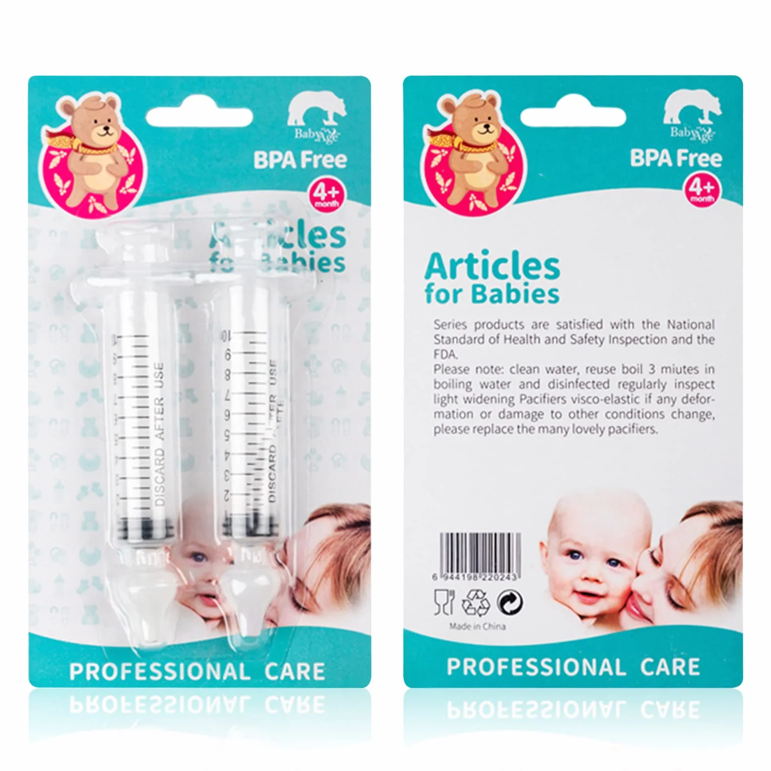 Irrigatore Nasale 2 Pezzi, Set per Bambini con Siringa e Punta di Aspirazione in Silicone Riutilizzabile
