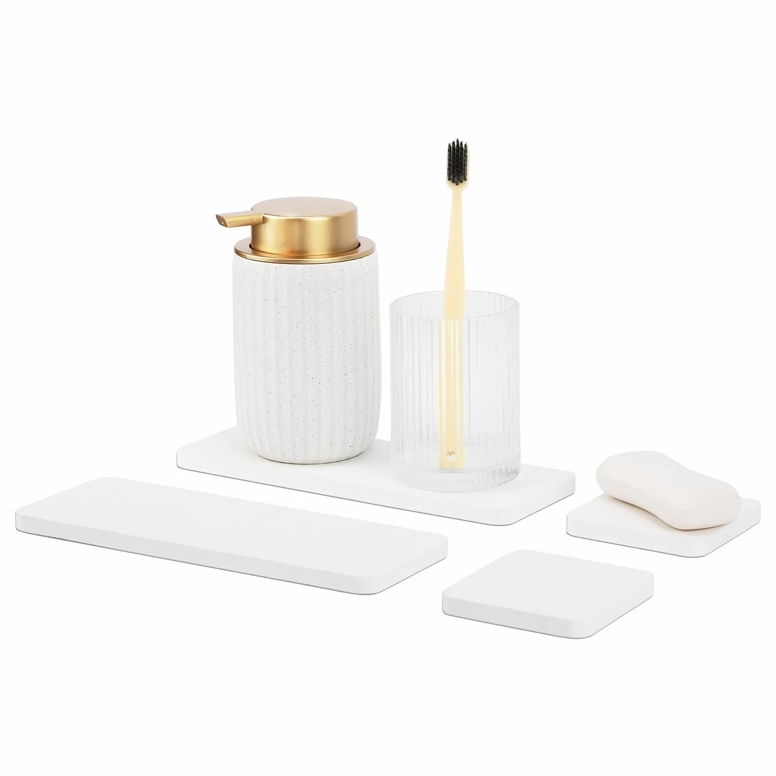 Segbeauty Antiscivolo Sottobicchieri Assorbendo Acqua, 4 Pezzi Vassoio Diatomite Asciugatura Istantanea, Organizer per Lavello Ad Asciugatura Istantanea, Ad Asciugatura Rapida (Bianco)