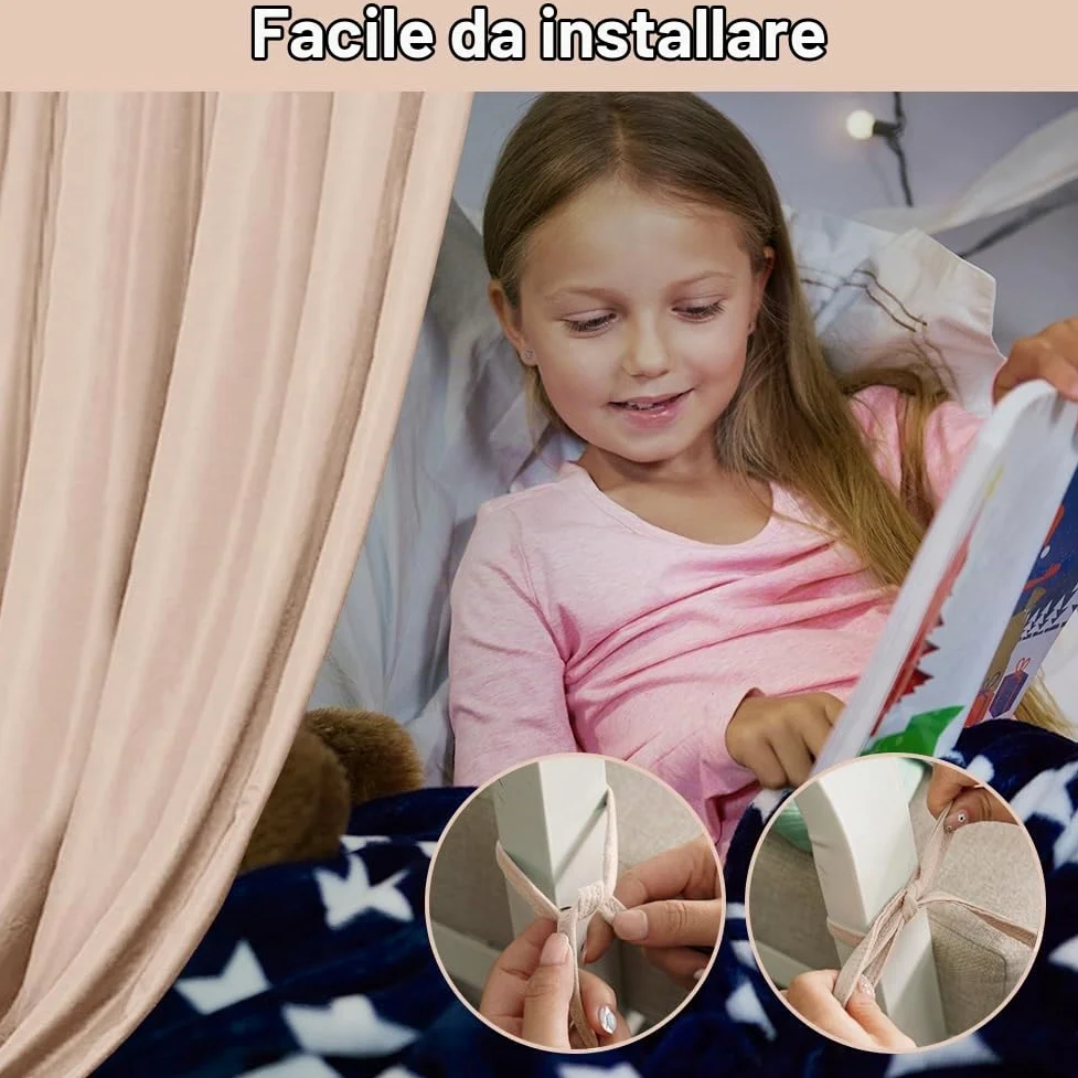 HOTUT Set di Decorazioni per Letto a Baldacchino, 130 * 320 CM, Set di 2 Baldacchini in Tessuto, Decorazione per La Cameretta Dei Bambini, per Lettino, Cameretta Dei Bambini, Beige