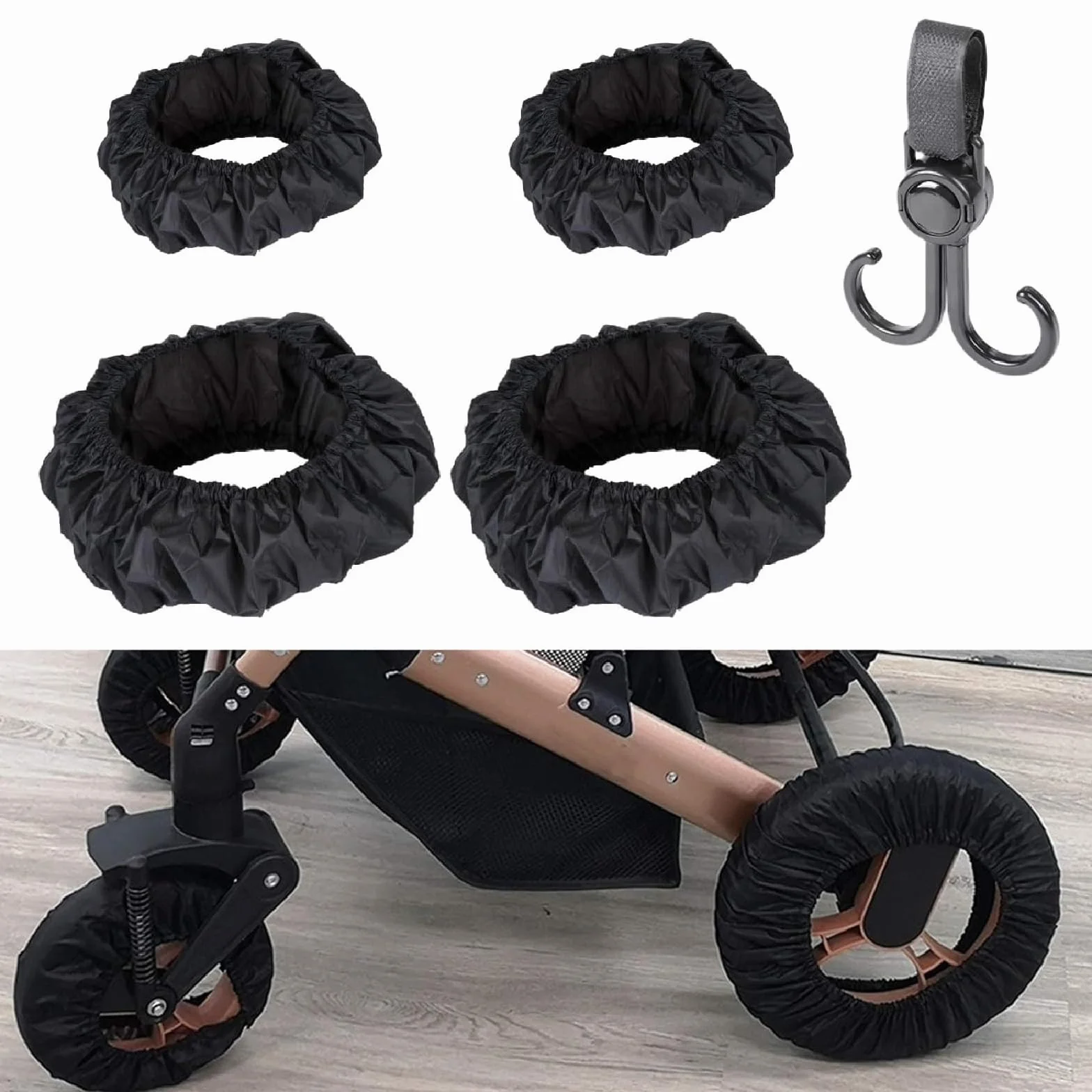Copriruota per Passeggino,Coperture di Protezione Ruote Antipolvere,Passeggino Coprigambe Antipolvere,4PC Copriruote per Sedie a Rotelle Accessori per Passeggino