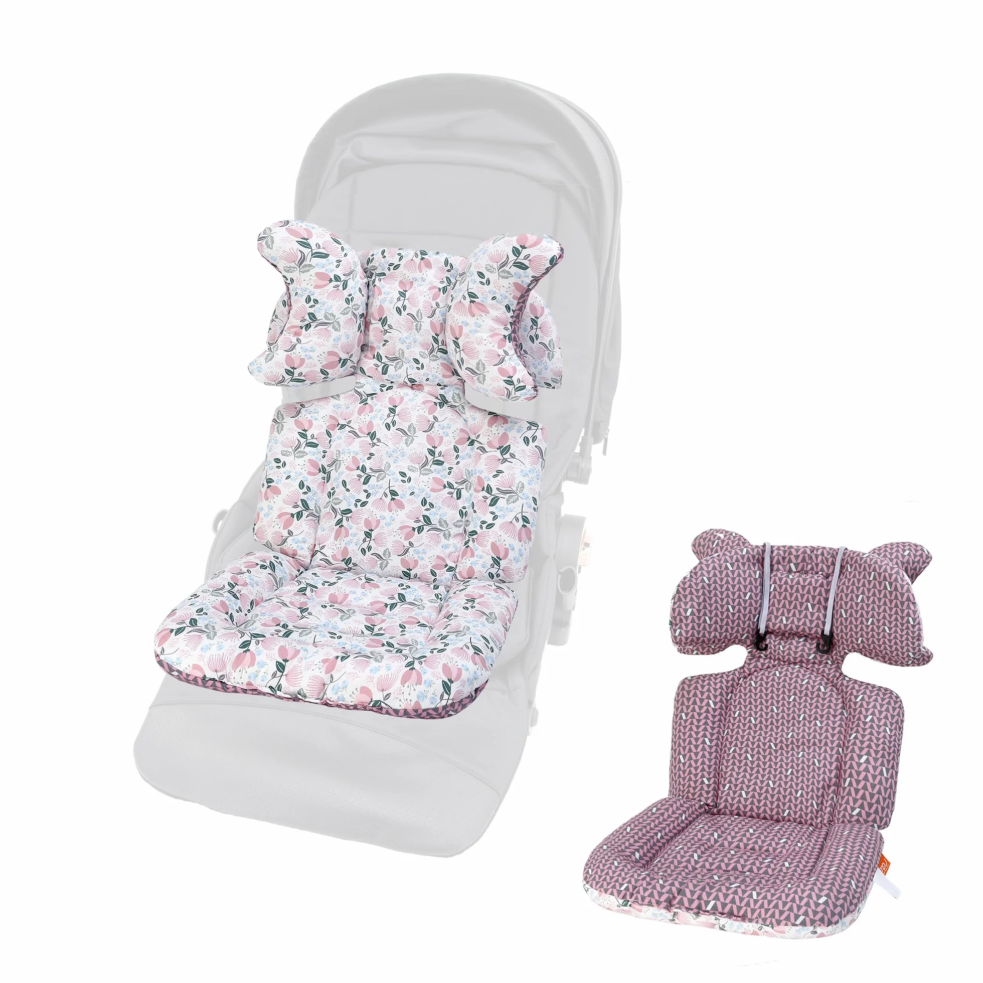 LAT Riduttore Passeggino Universale, Reversibile Copripasseggino Universale, Copriseduta Passeggino Universale con Poggiatesta Amovibile, Materassino Passeggino Universale (Tulipano)