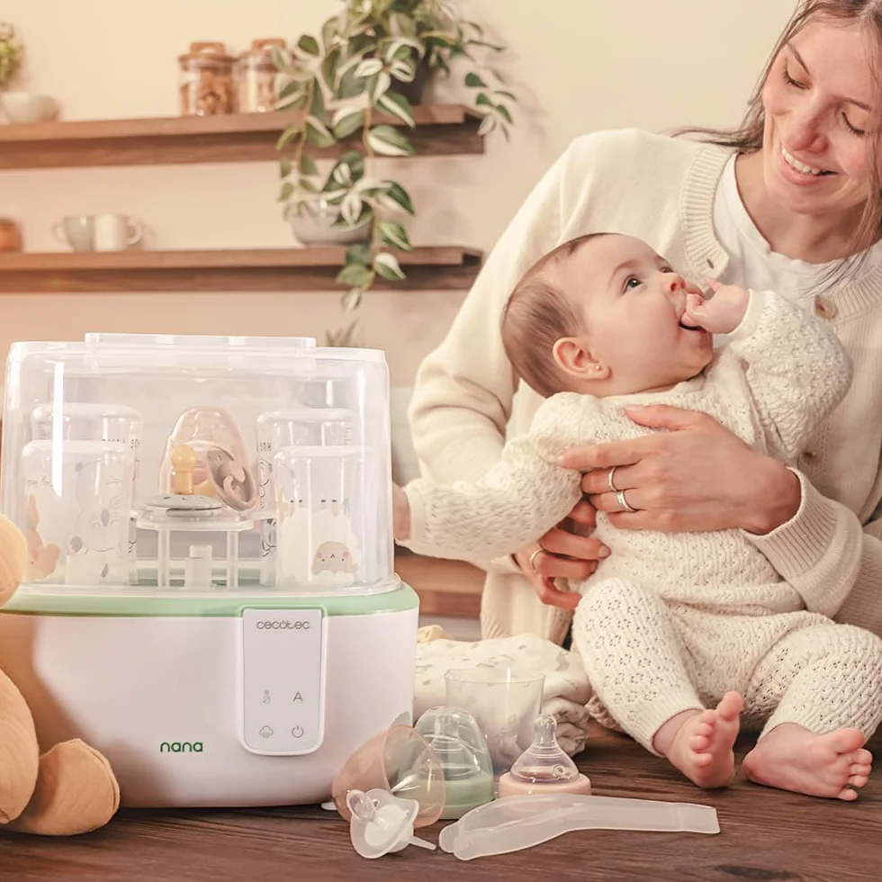 Cecotec Sterilizzatore Elettrico, Sterilizzatore Biberon Nana Babycare Digitalsterilizer. 6 Biberon, con Supporto per Tettarelle, 8min di Sterilizzazione, Senza BPA e sicuro per Acqua, Latte, Alimenti