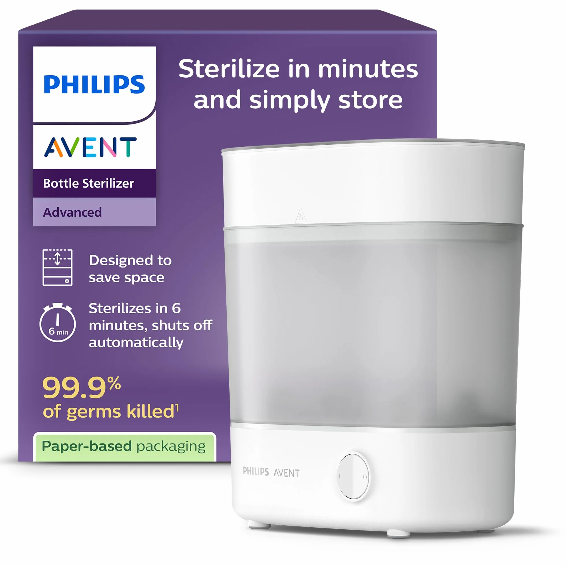 Philips Avent Esterilizador De Botellas Eléctrico A Vapor Para Hasta 6 Biberones, Tetinas Y Accesorios, Diseño Modular, Color Blanco SCF291/00