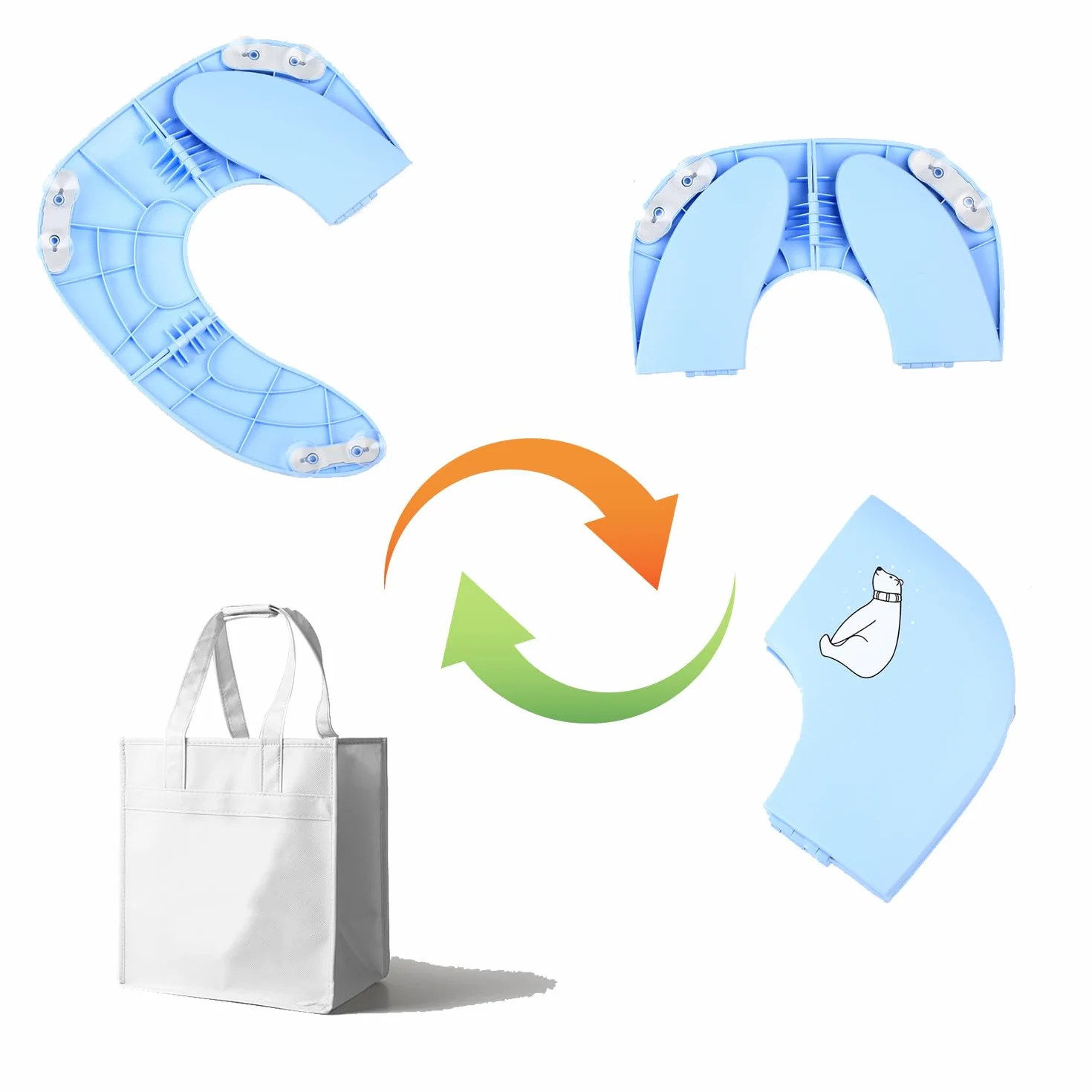 Riduttore Water Bambini Pieghevole, Riduttore Water WC da Viaggio per Bambini, Sedile WC Pieghevole per Bambini, Vasino Portatile da Viaggio, Riduttore Toilette Sedile Bambini