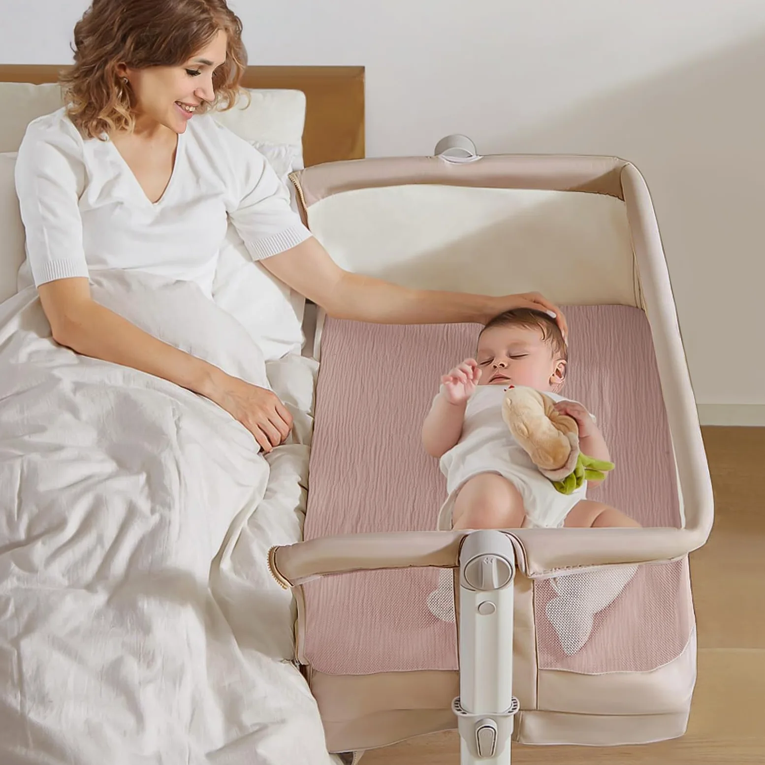 lulumoon Lenzuola in mussola per lettino: morbide lenzuola con angoli per culla per bambini e bambine (sabbia e crema)