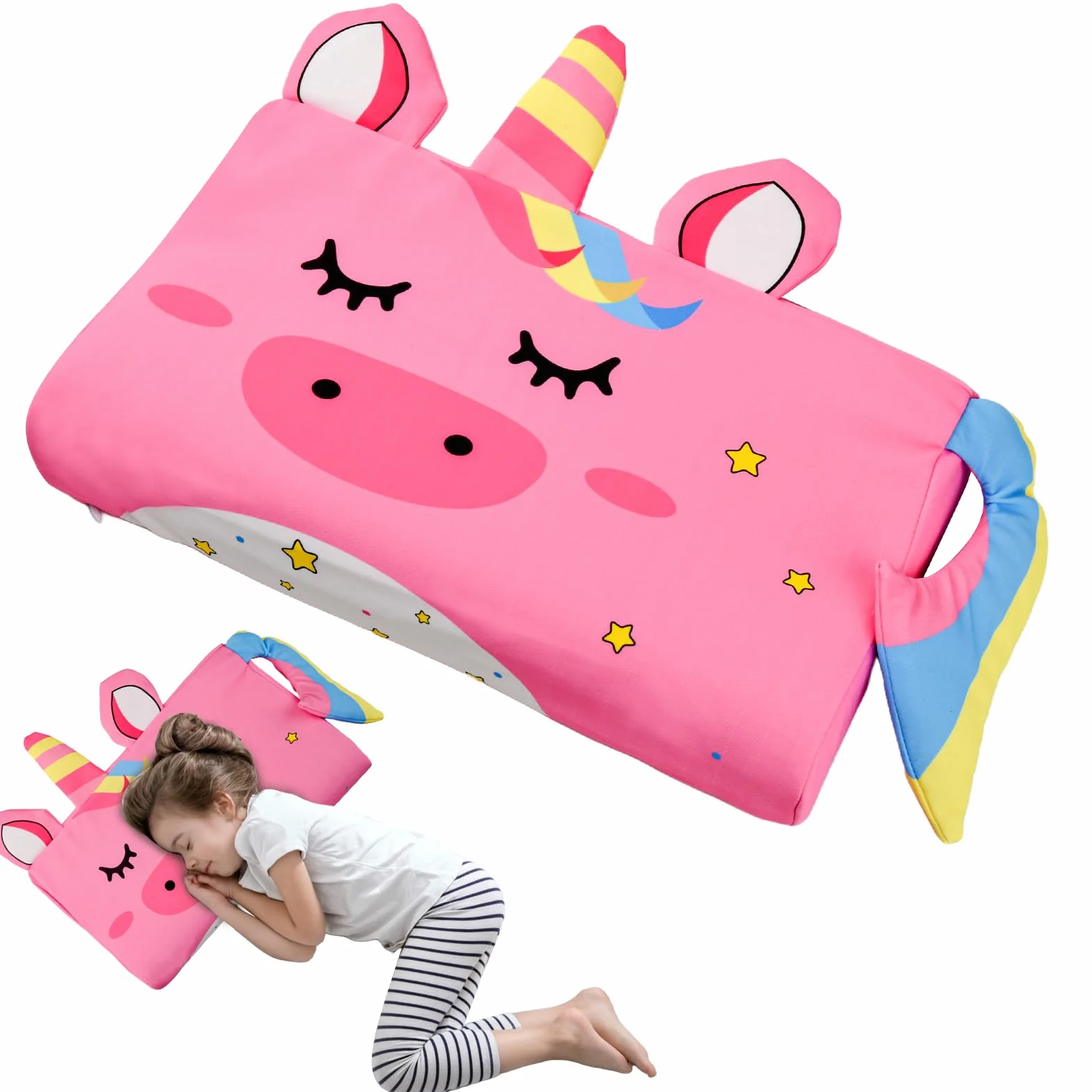 Cuscino Memory Foam Bambini,Cuscino Culla,Cuscino per Bambini con Federa,Ipoallergenico,Anti Acari,Cuscino per Bambini per Sonnellini per Ragazzi e Ragazze (3-10 Anni) (Unicorno)