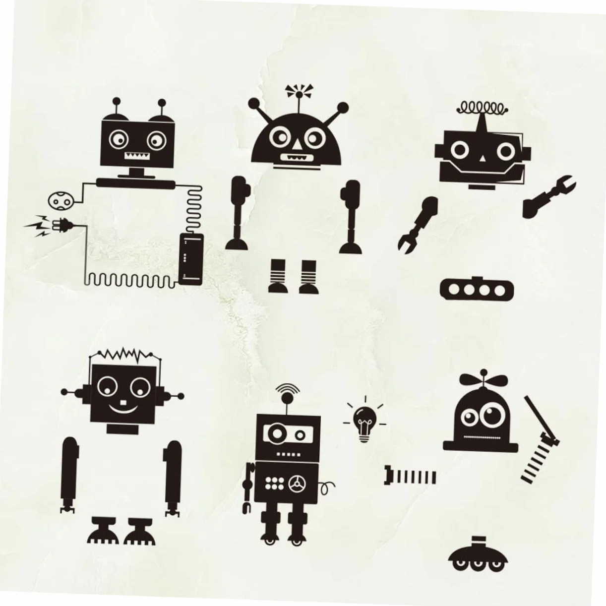 VICASKY 12pezzi Adesivi Interruttore Robot Creativi Per Decorazioni Murali Stickers Rimovibili Per Camerette e Salotti Design Unico