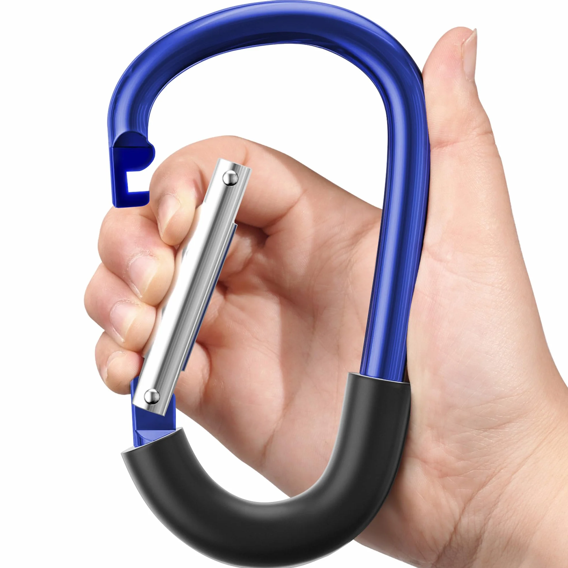 SURDOCA Ganci per passeggino, grandi ganci per passeggino per borse, clip e ganci universali per passeggino, gancio mamma per passeggino resistente, accessori per passeggino per mamma blu 1