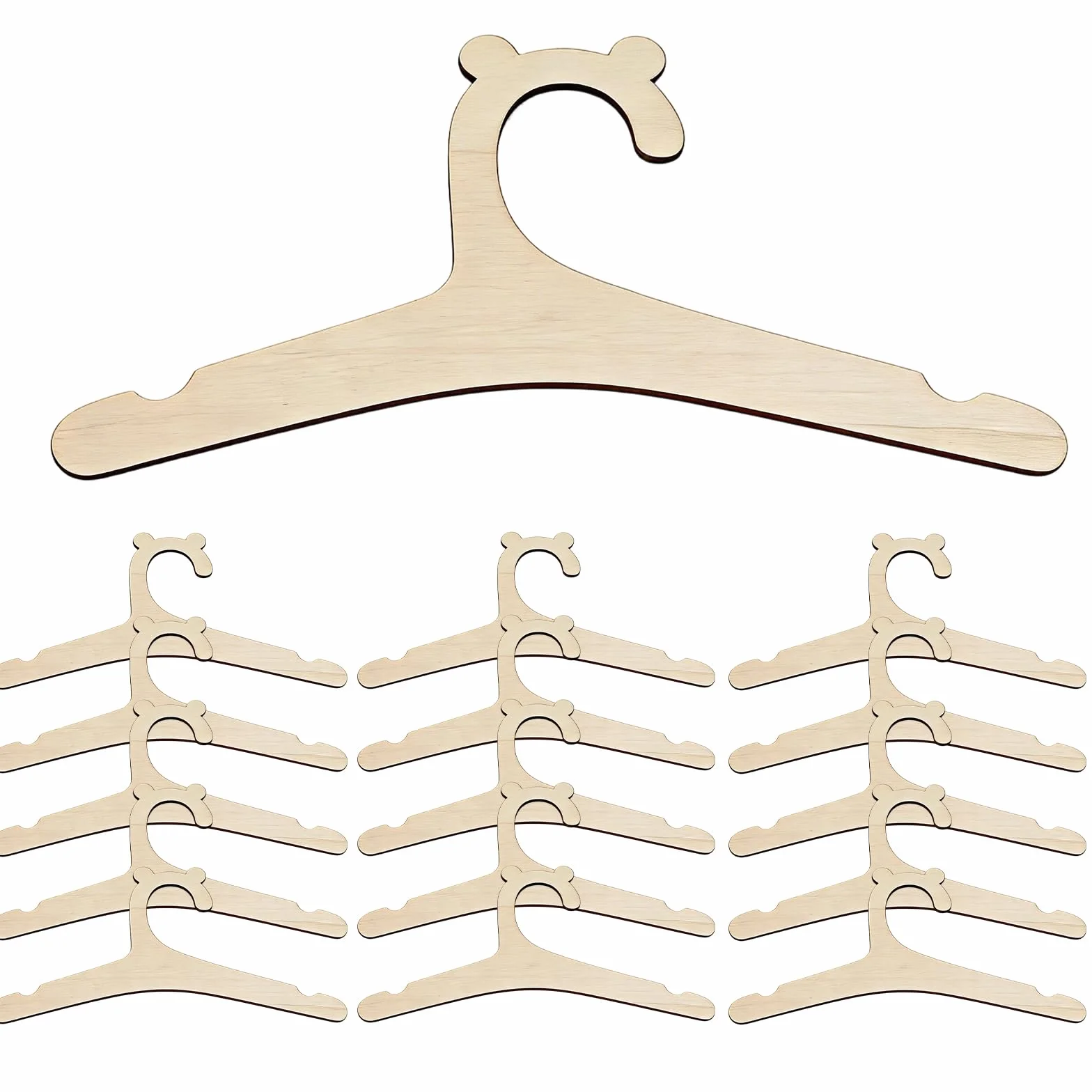 15 Pezzi Appendini in Legno per Neonato a Forma di orsetto Carino, Appendini per Bambini con Scanalature Antiscivolo, Ideali per Conservazione & DIY, Regalo Perfetto per Bebè (15,5 x 22,7 cm)