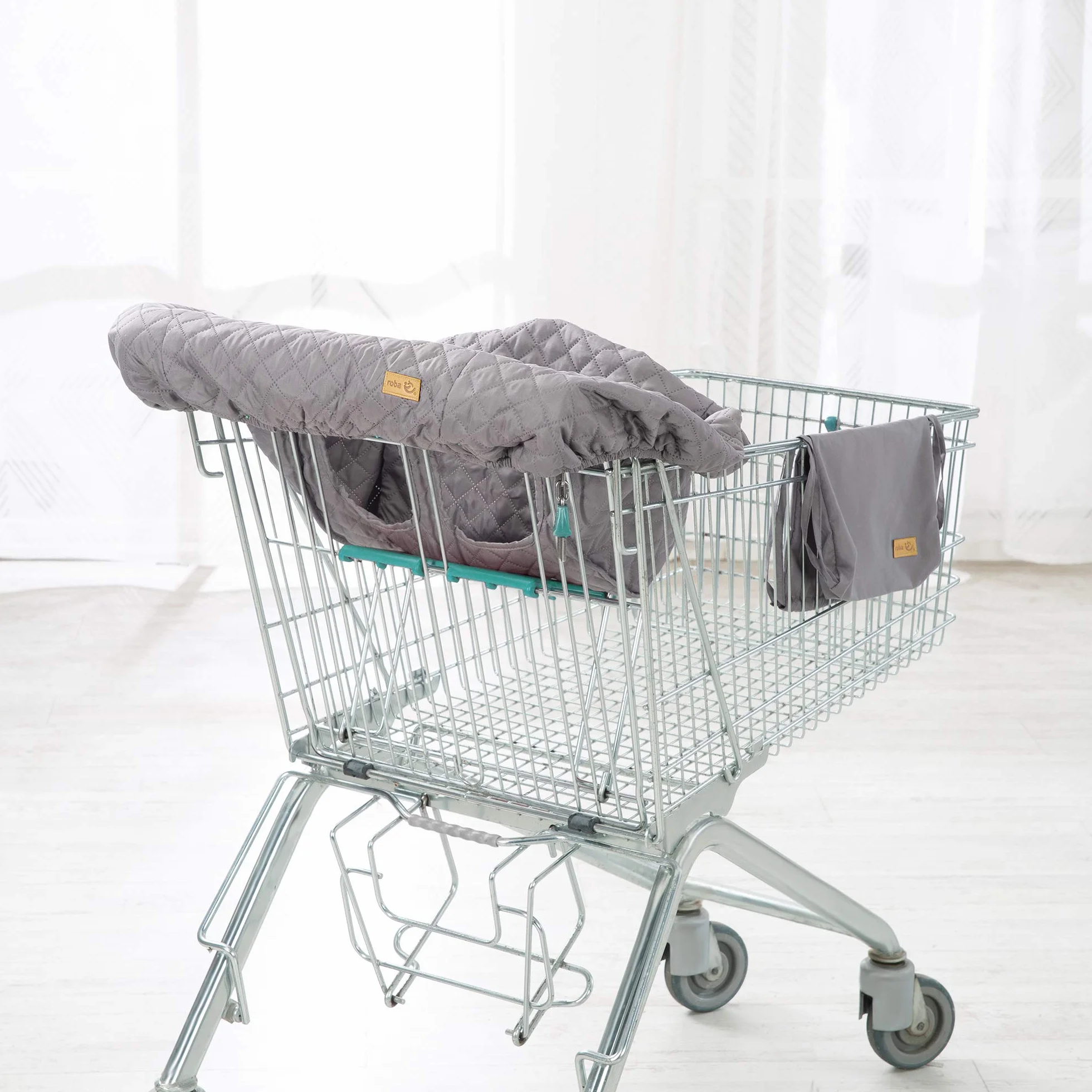 roba Sacco per Neonati per Carrello della Spesa - con Zaino per il Trasporto roba Style - in Cotone e Poliestere - Morbido - Microfibra - Lavabile - Grigio