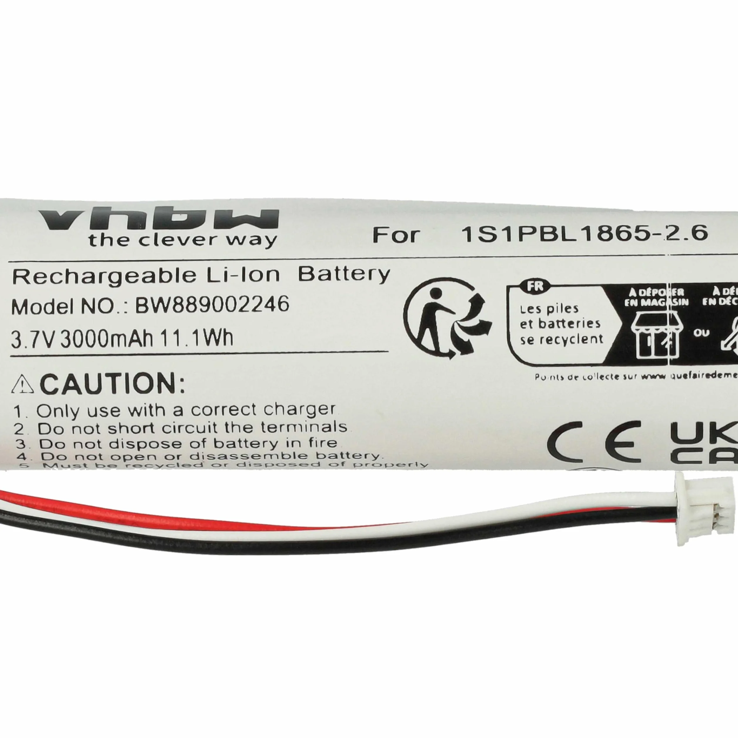 vhbw batteria sostituisce Philips 1S1PBL1865-2.6 per babyphone (3000mAh, 3,7V, Li-Ion)