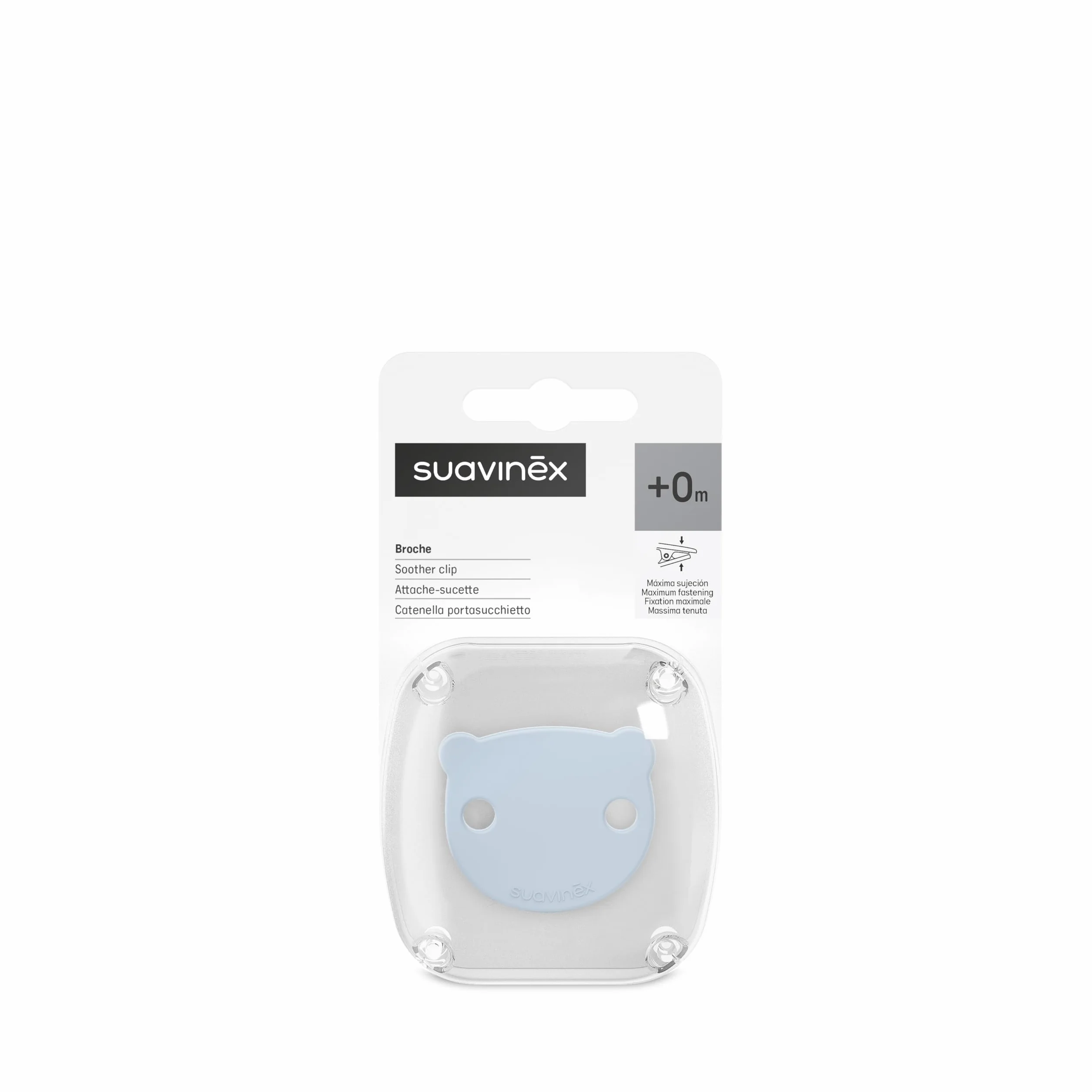 Suavinex, portaciuccio, catenella ciuccio bebè, clip con pinza, piastra a forma di orsetto. Per Neonati +0 Mesi, Adatto a Neonati, Wild&Free Blu