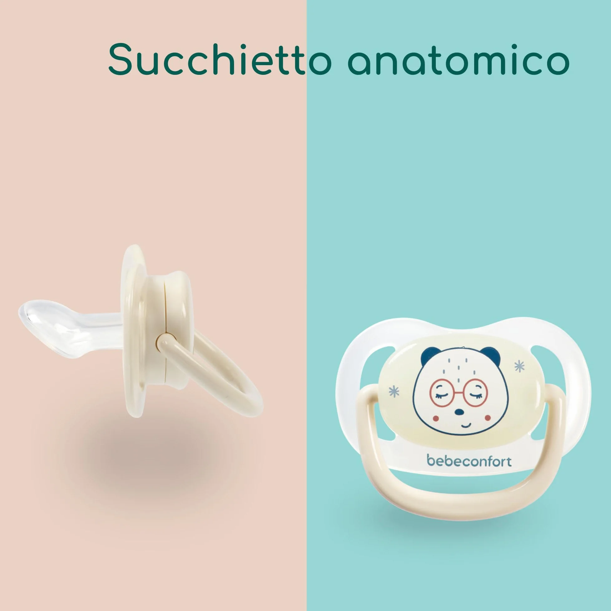 Bebeconfort Kit Biberon Neonato Physio Air Cresce-con-Me, Biberon Anticolica, 0+ mesi, Include 4 Biberon Neonato, 3 Misure di Tettarelle, Succhietto Anatomico, Design che si illumina al buio