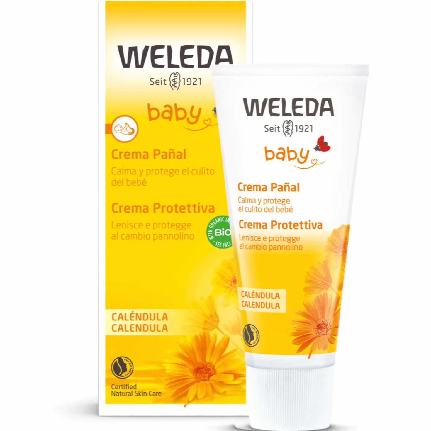 Weleda Mummy Bag, comoda borsa passeggino con kit completo di prodotti cosmetici per la protezione della pelle di neonati e bambini, a base di calendula bio certificata